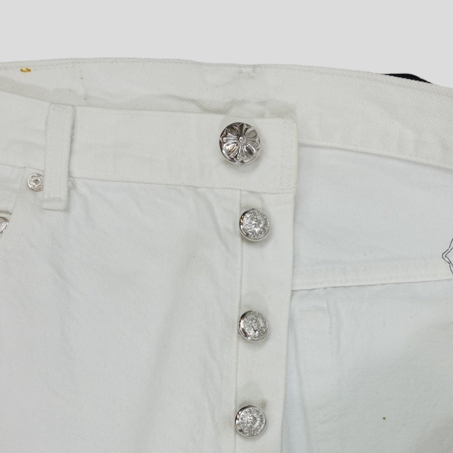 Chrome Hearts Levis Cross Patch Jeans in White / Leopard