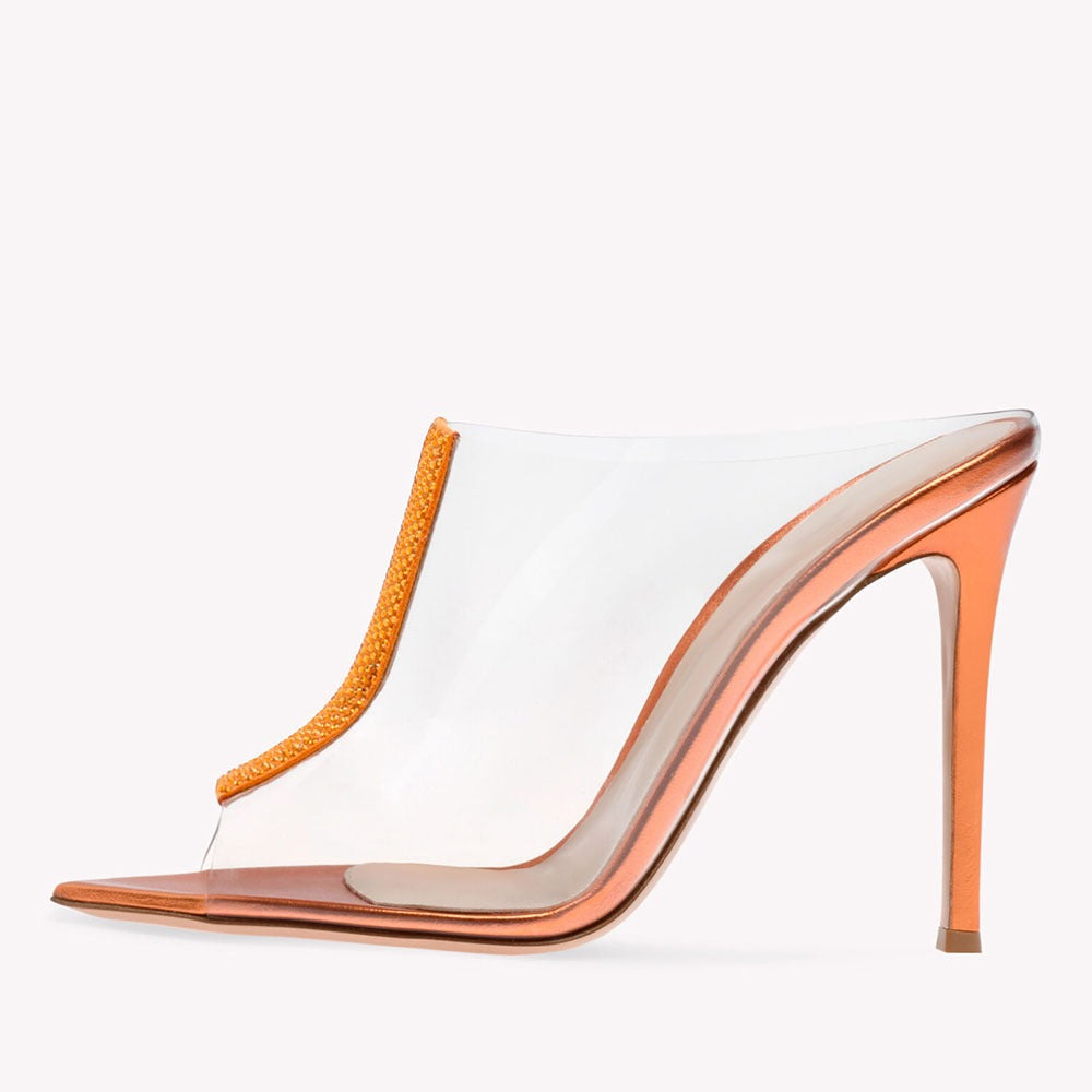 Women Sexy PVC Rhinestone Sandals Open Toe Thin High Heel Shoes Banquet Party Wedding Shoes