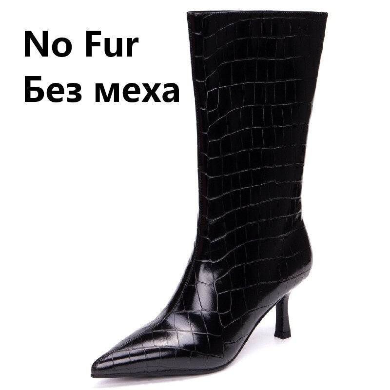 Pointed Toe Thin High Heels Women Mid-Calf Boots Autumn Winter Fashion Party Casual Shoes Autumn Winter Brand New