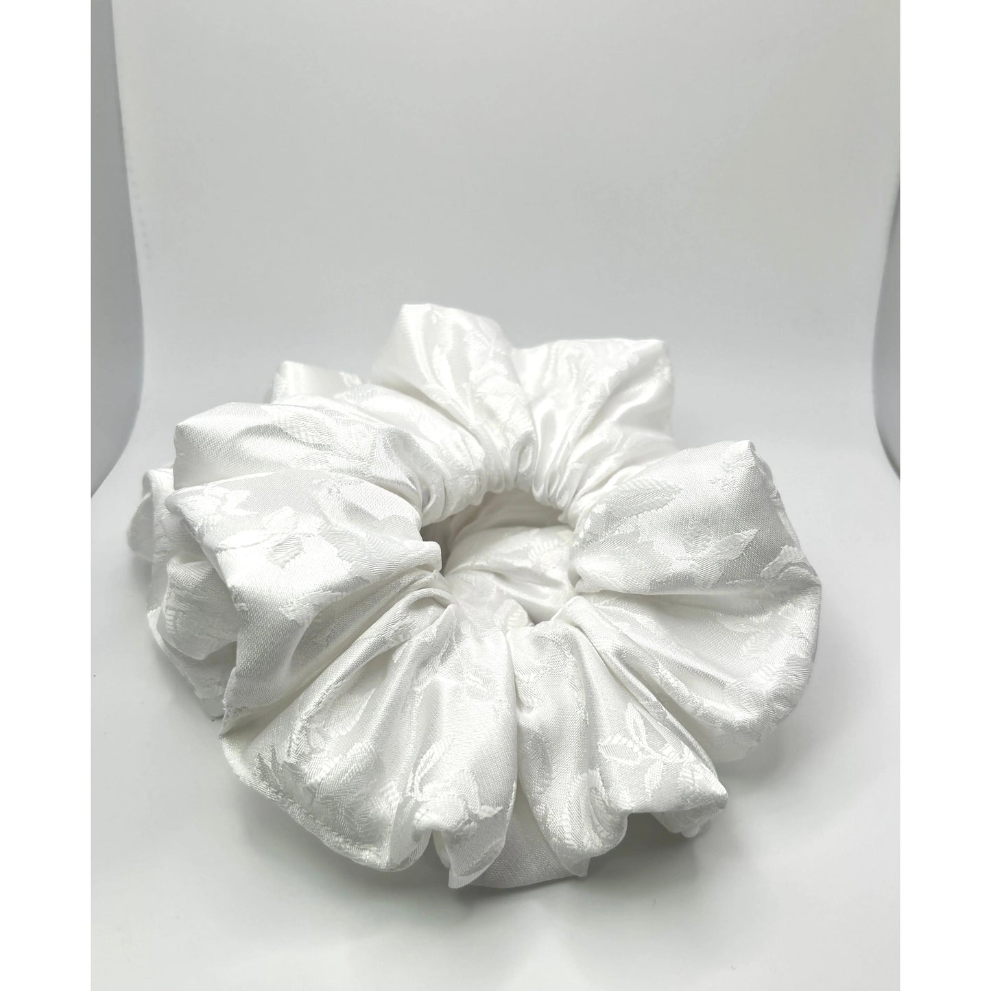 White Leaf Satin Scrunchie