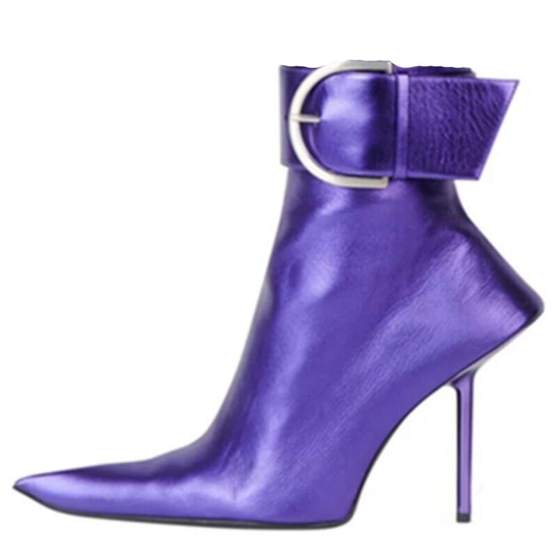 New Brand Sexy Women's Ankle Boots Thin High Heel Pointed Toe Fashion Zipper Short Boots Party Shoes Black Green Big Size