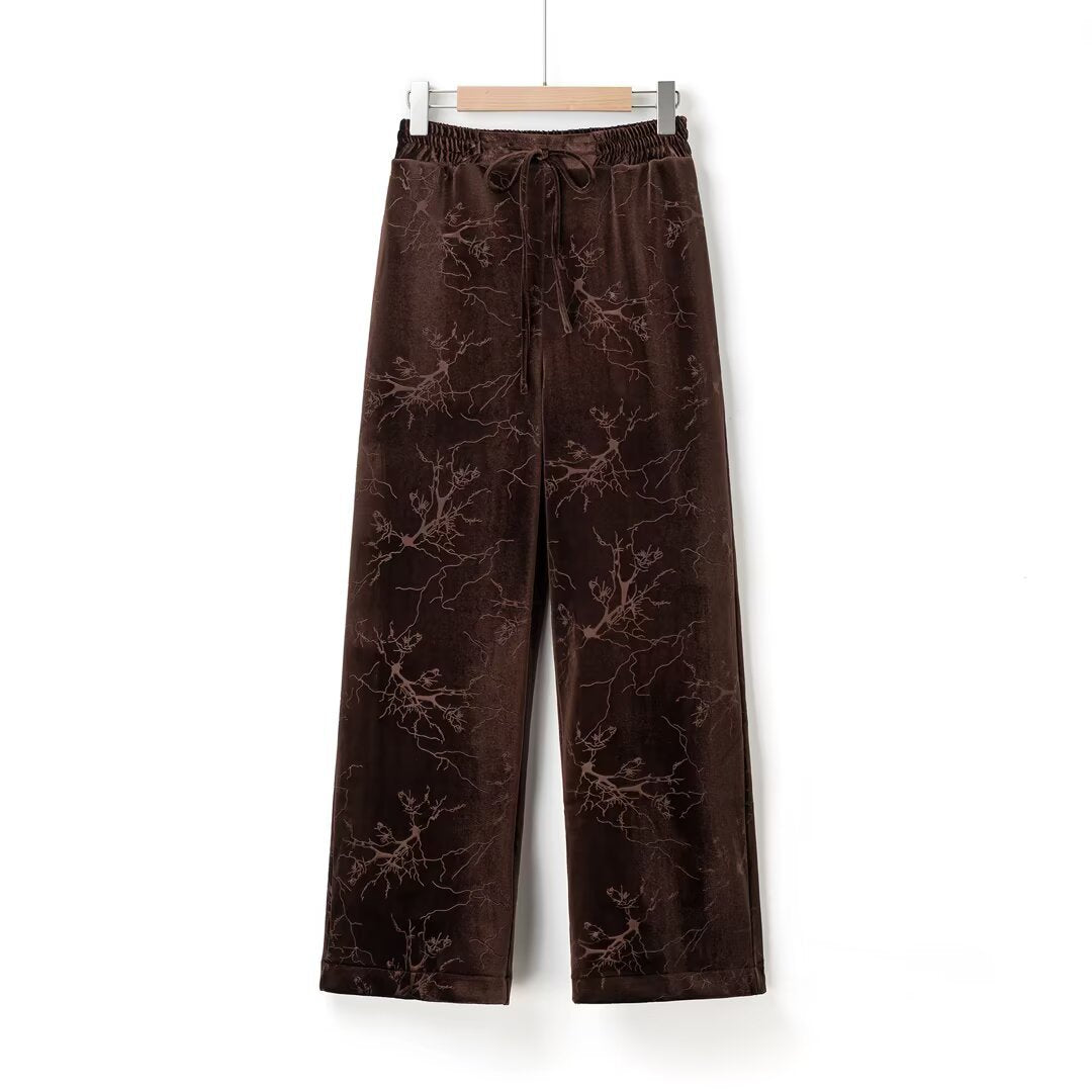 Fluweel jacquard reguitbeenbroek met bygevoegde fluweel