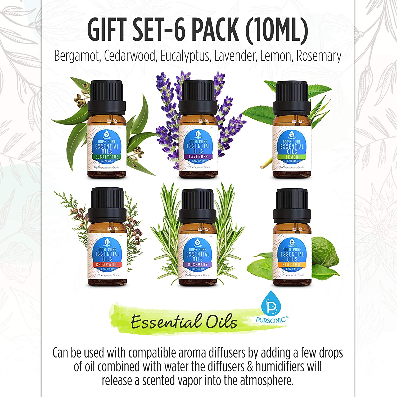 6 Pack of 100% Pure Essential Aromatherapy Oils-3