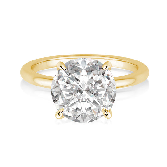 Rodiffy Moissanite 2.0 Ct Round Cut Yellow Gold Promise Ring
