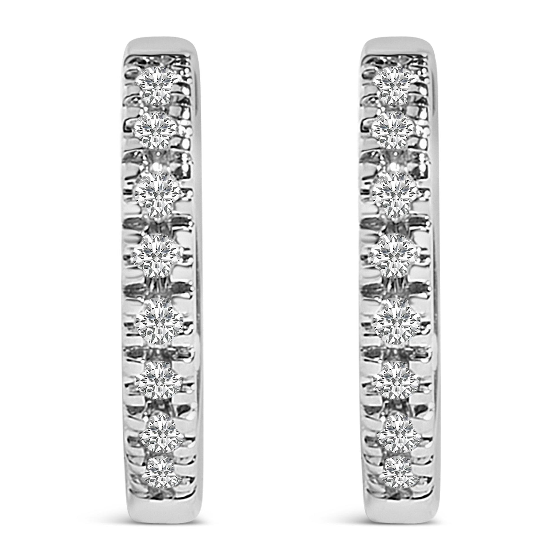 14K Gold 1/5 CTW Diamond Huggie Hoop Earrings-4