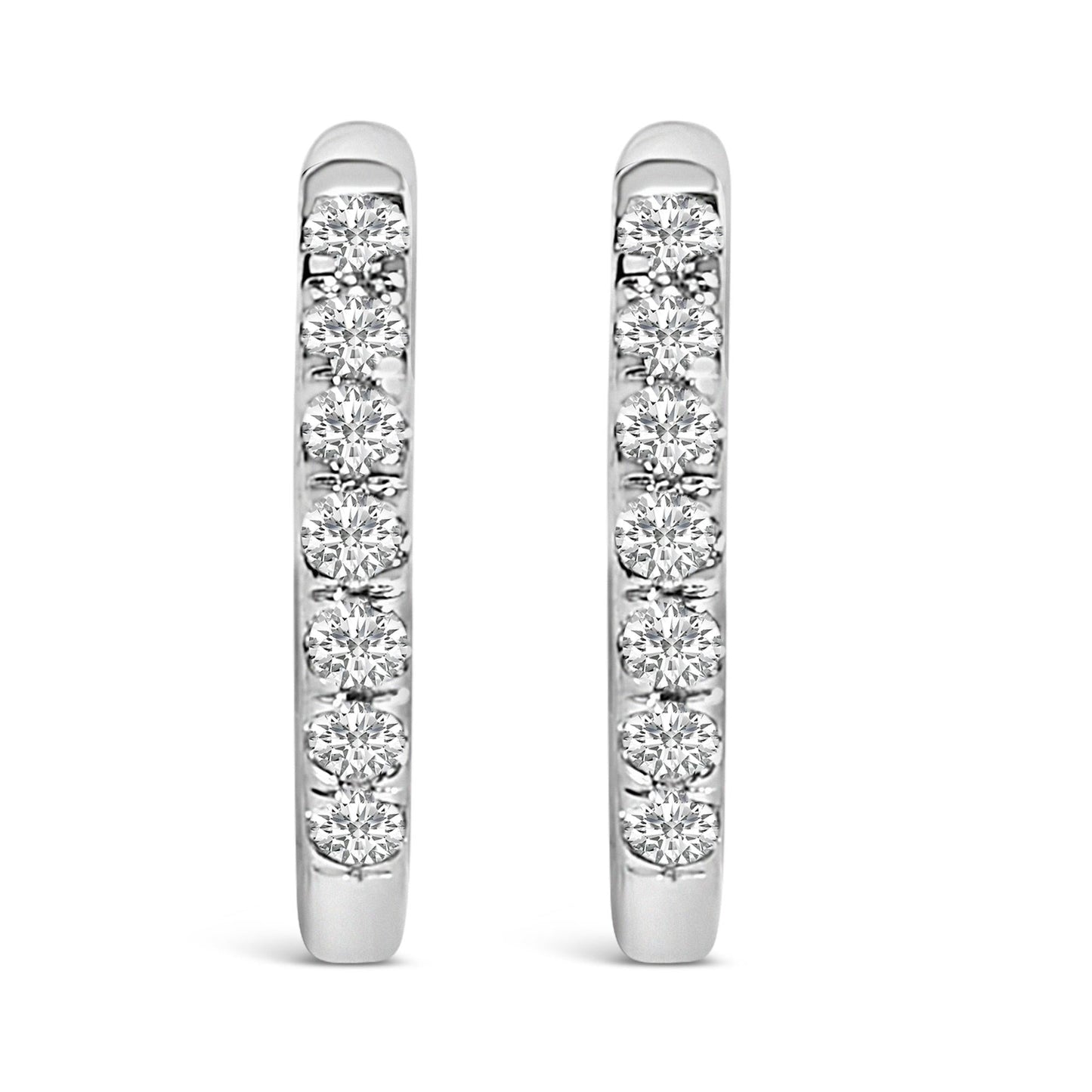10K Gold 1/4 Cttw Diamond Double Sided Huggie Hoop Earrings-1