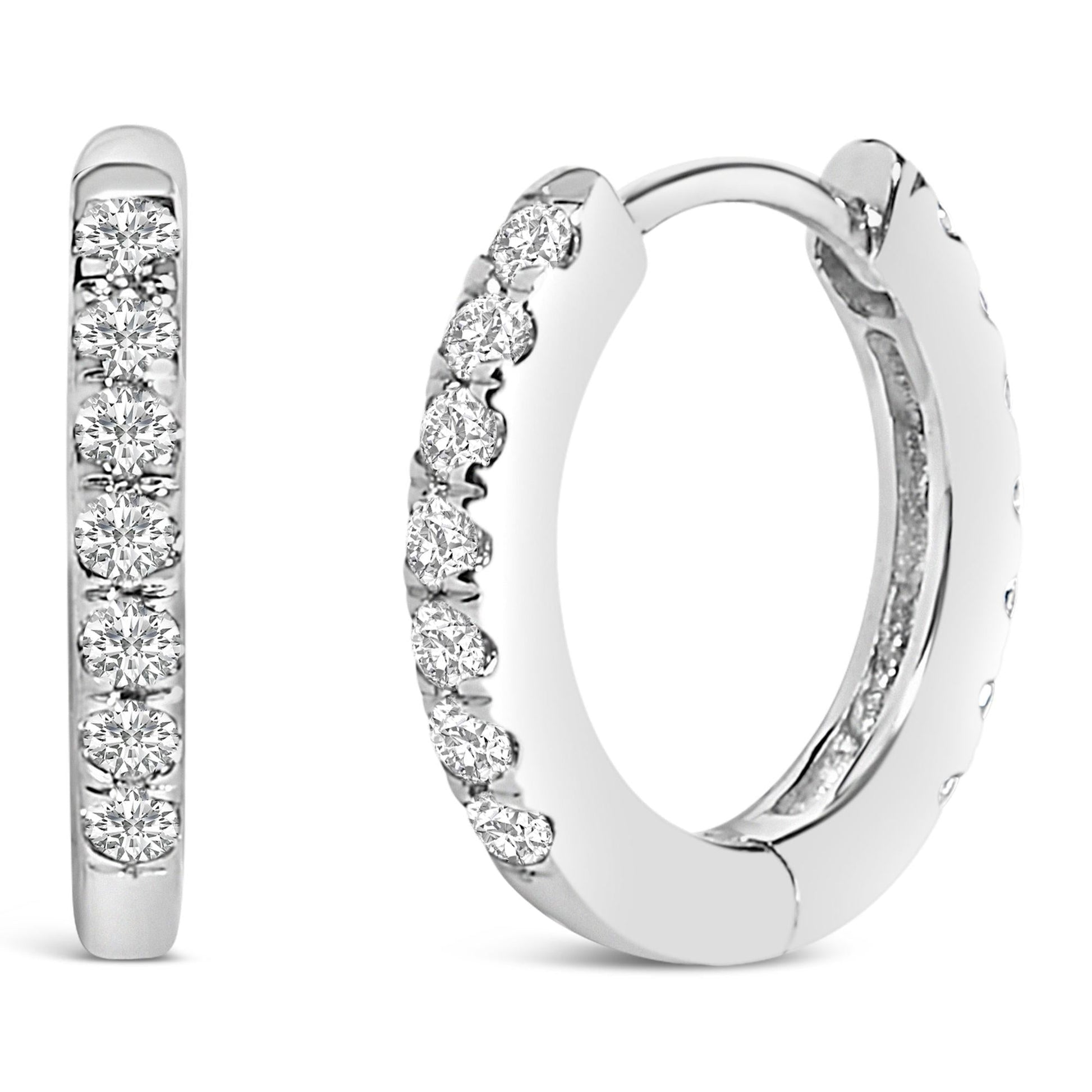 10K Gold 1/4 Cttw Diamond Double Sided Huggie Hoop Earrings-4