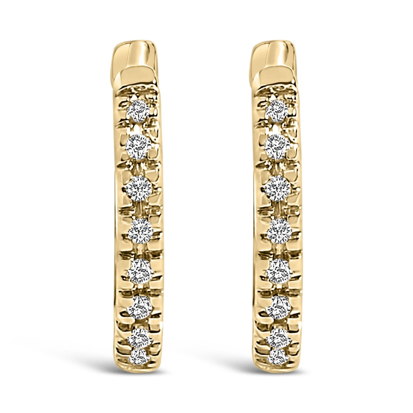 14K Gold 1/5 CTW Diamond Huggie Hoop Earrings-3