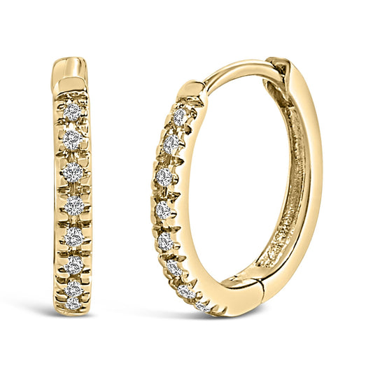 14K Gold 1/5 CTW Diamond Huggie Hoop Earrings-0