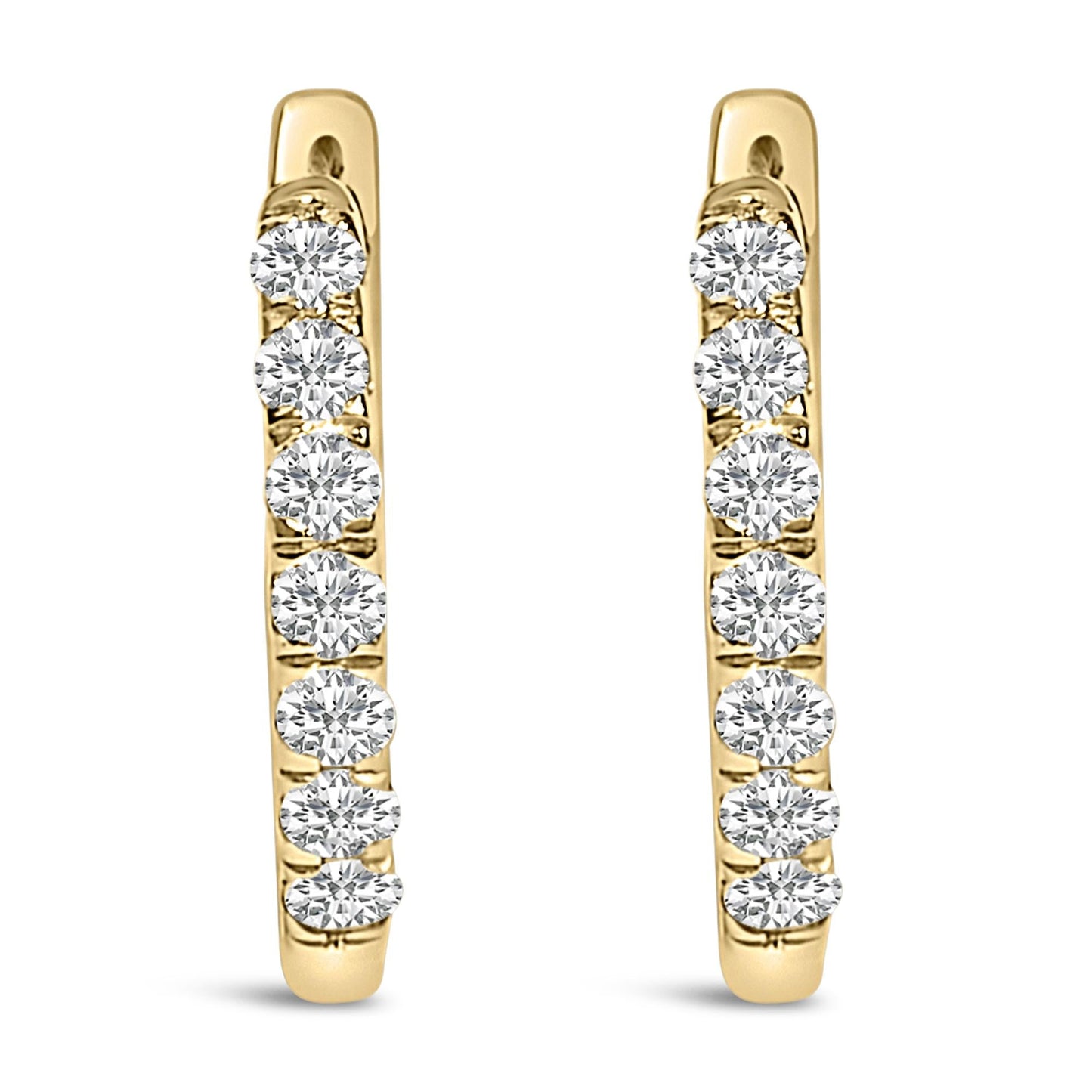 10K Gold 1/4 Cttw Diamond Double Sided Huggie Hoop Earrings-0