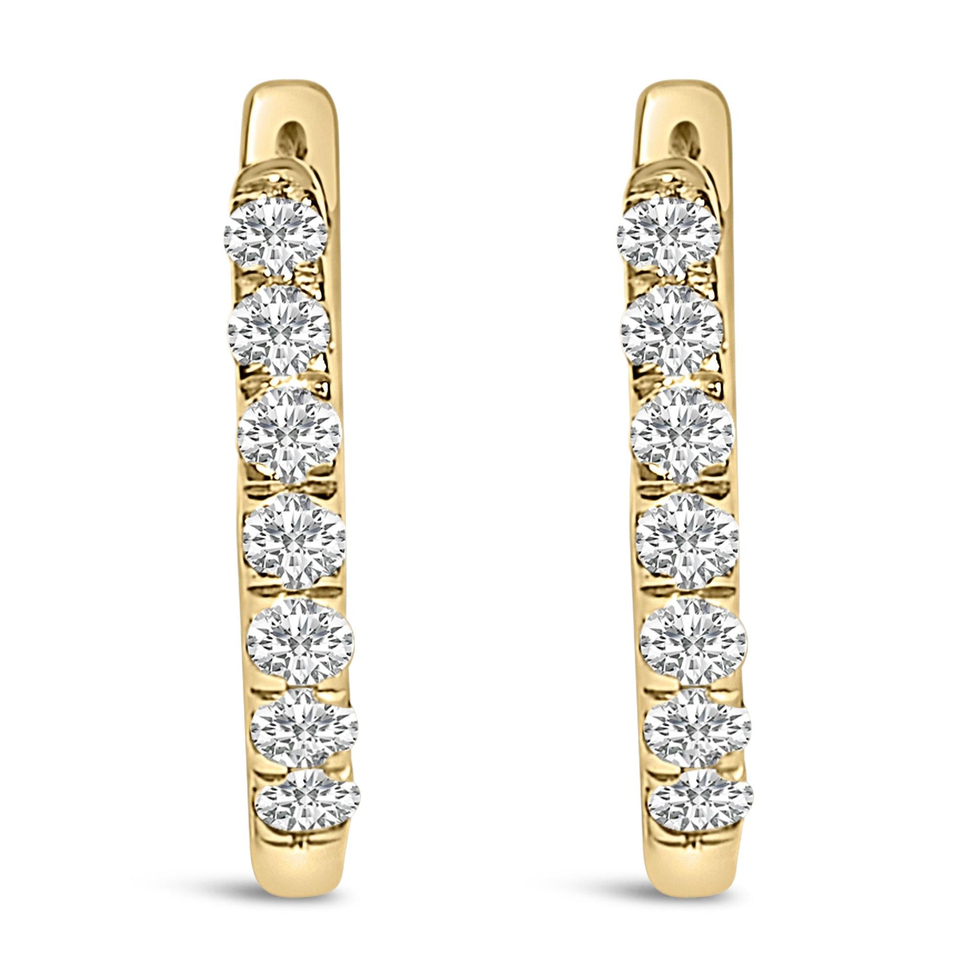 10K Gold 1/4 Cttw Diamond Double Sided Huggie Hoop Earrings-0