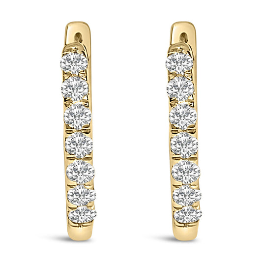 10K Gold 1/4 Cttw Diamond Double Sided Huggie Hoop Earrings-0