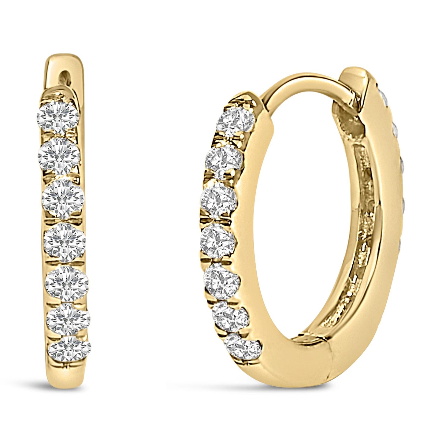 10K Gold 1/4 Cttw Diamond Double Sided Huggie Hoop Earrings-3