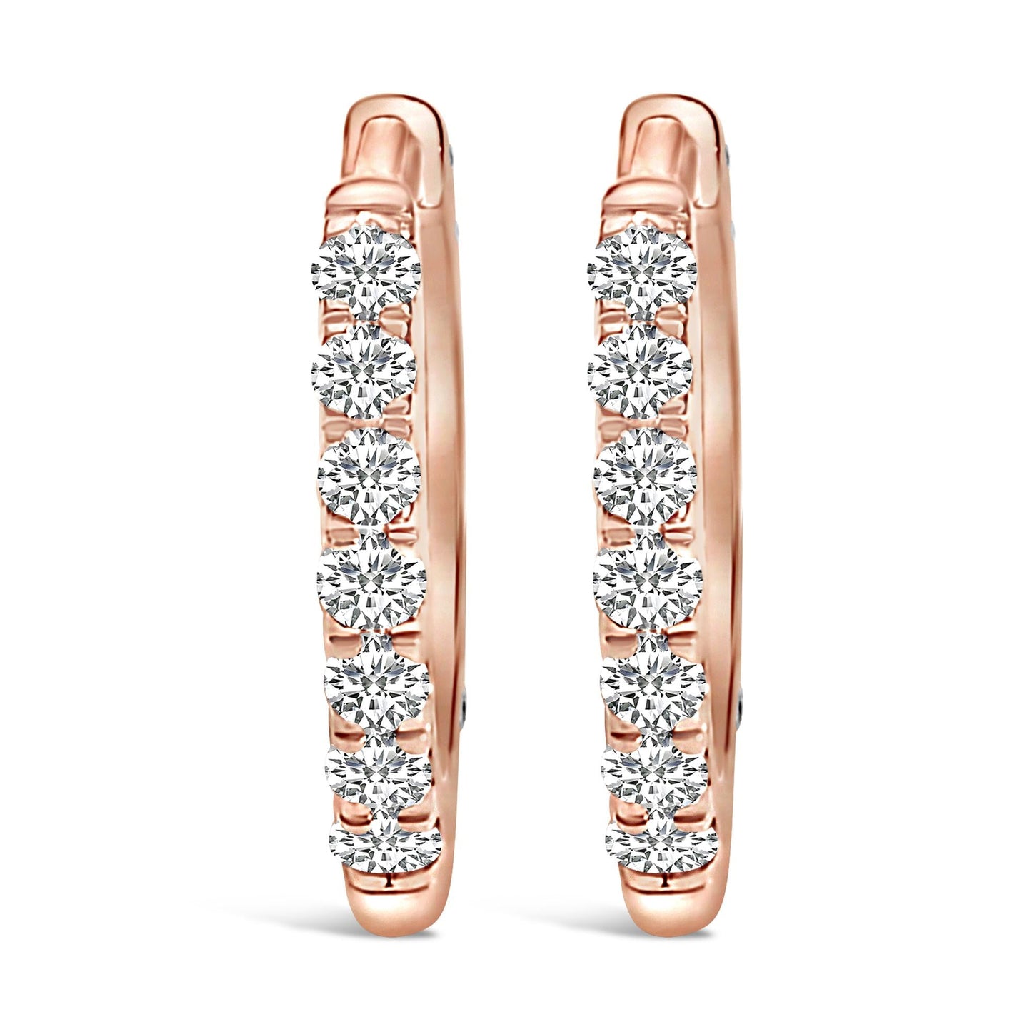 10K Gold 1/4 Cttw Diamond Double Sided Huggie Hoop Earrings-2
