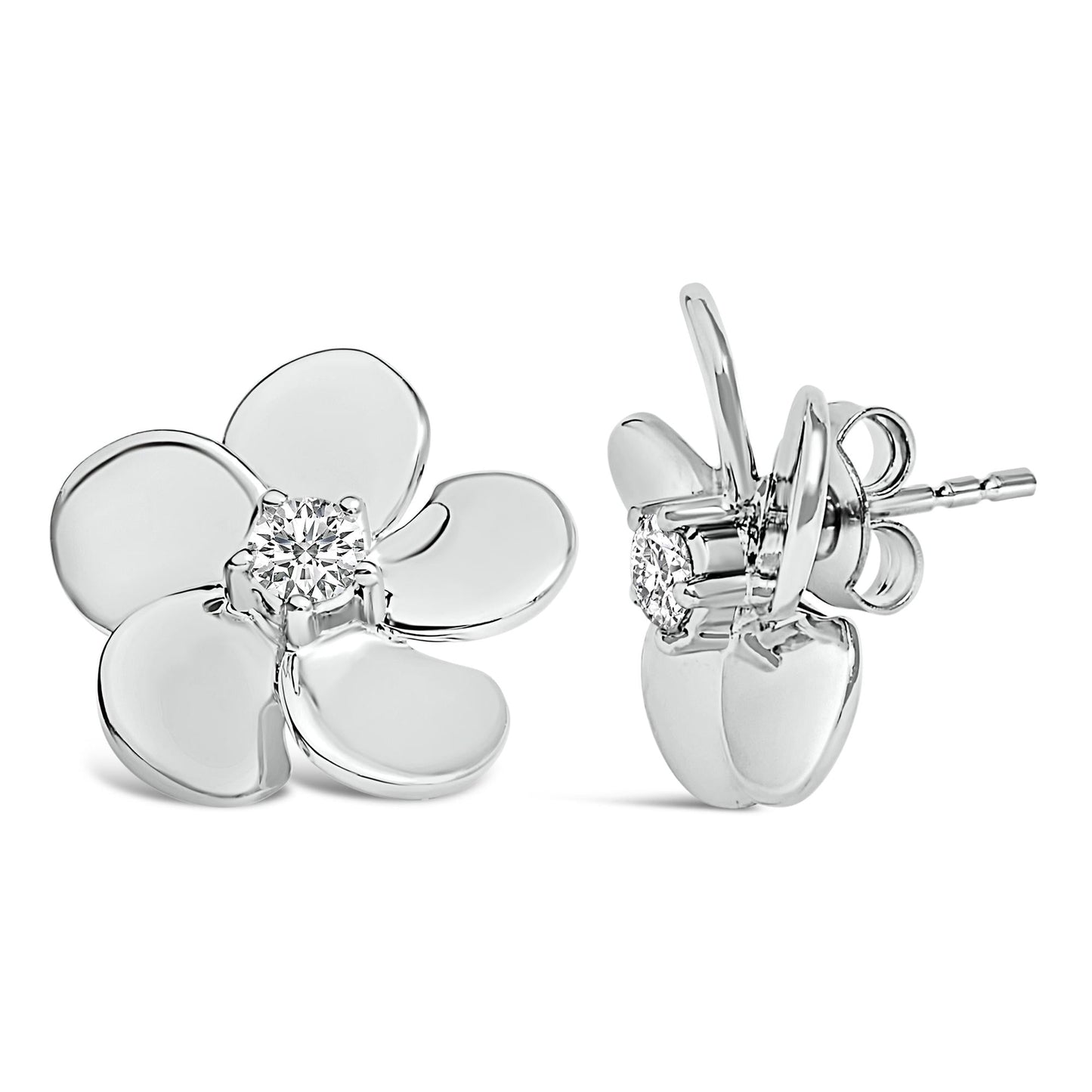10K Gold 1/3 Cttw Lab Grown Diamond Flower Petal Stud Earrings-3