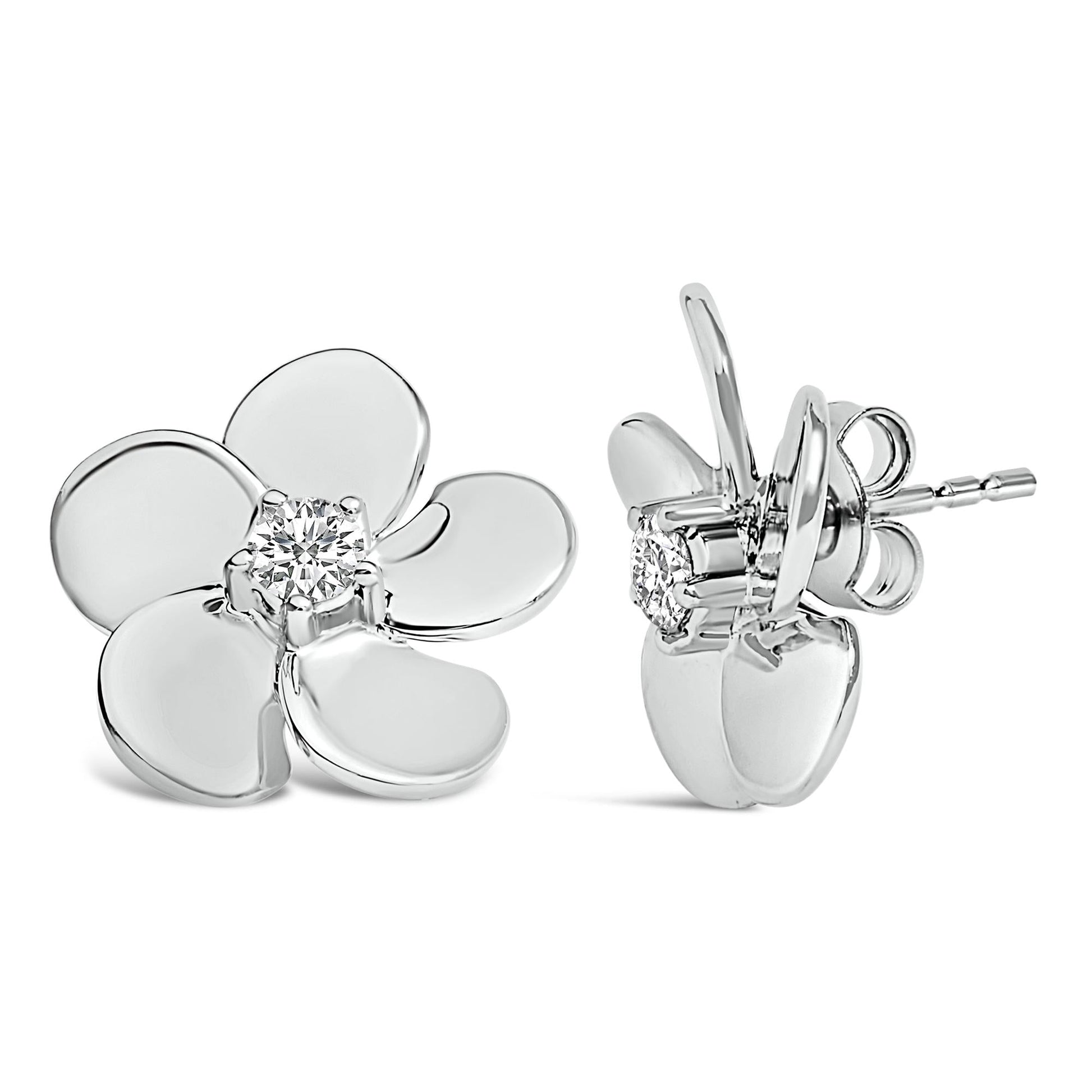 10K Gold 1/3 Cttw Lab Grown Diamond Flower Petal Stud Earrings-3