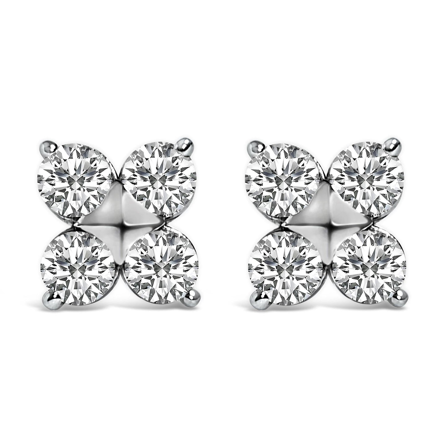 10K Gold 1/2 Cttw Lab Grown Diamond Snowflake Stud Earrings-1