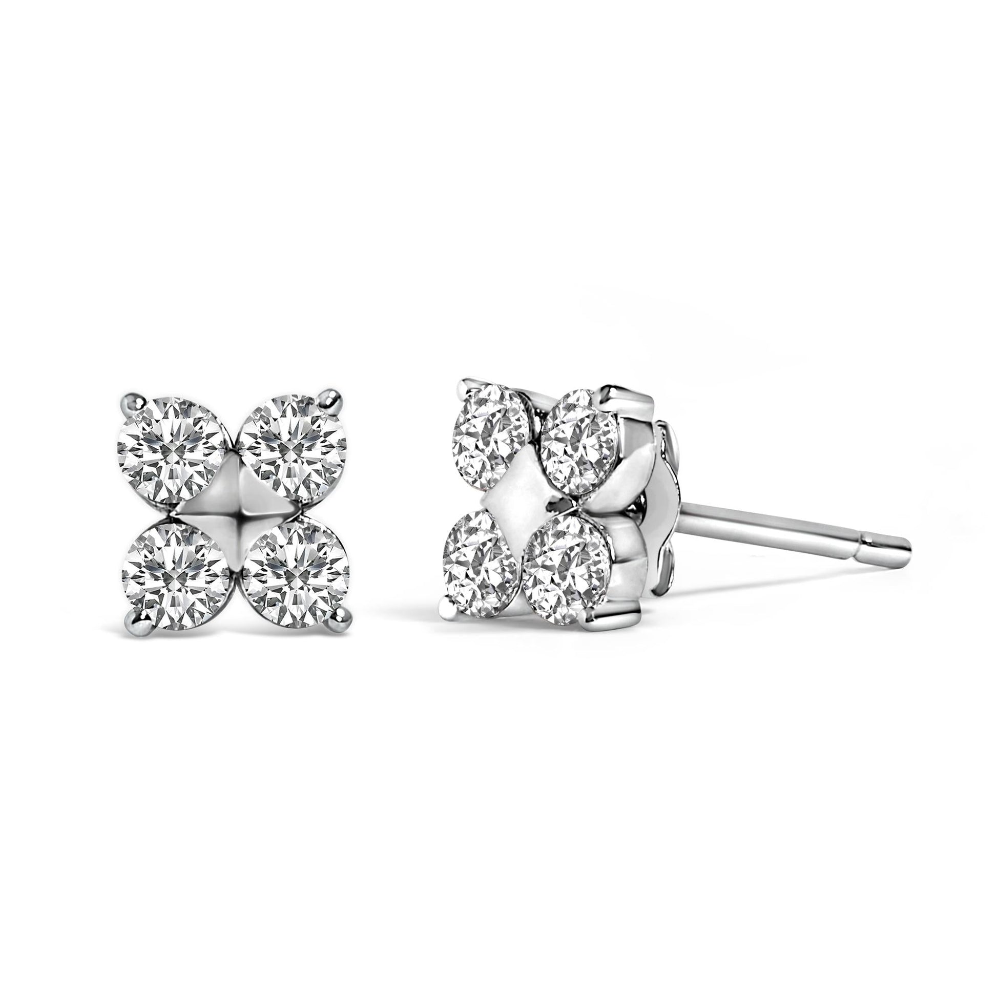 10K Gold 1/2 Cttw Lab Grown Diamond Snowflake Stud Earrings-3