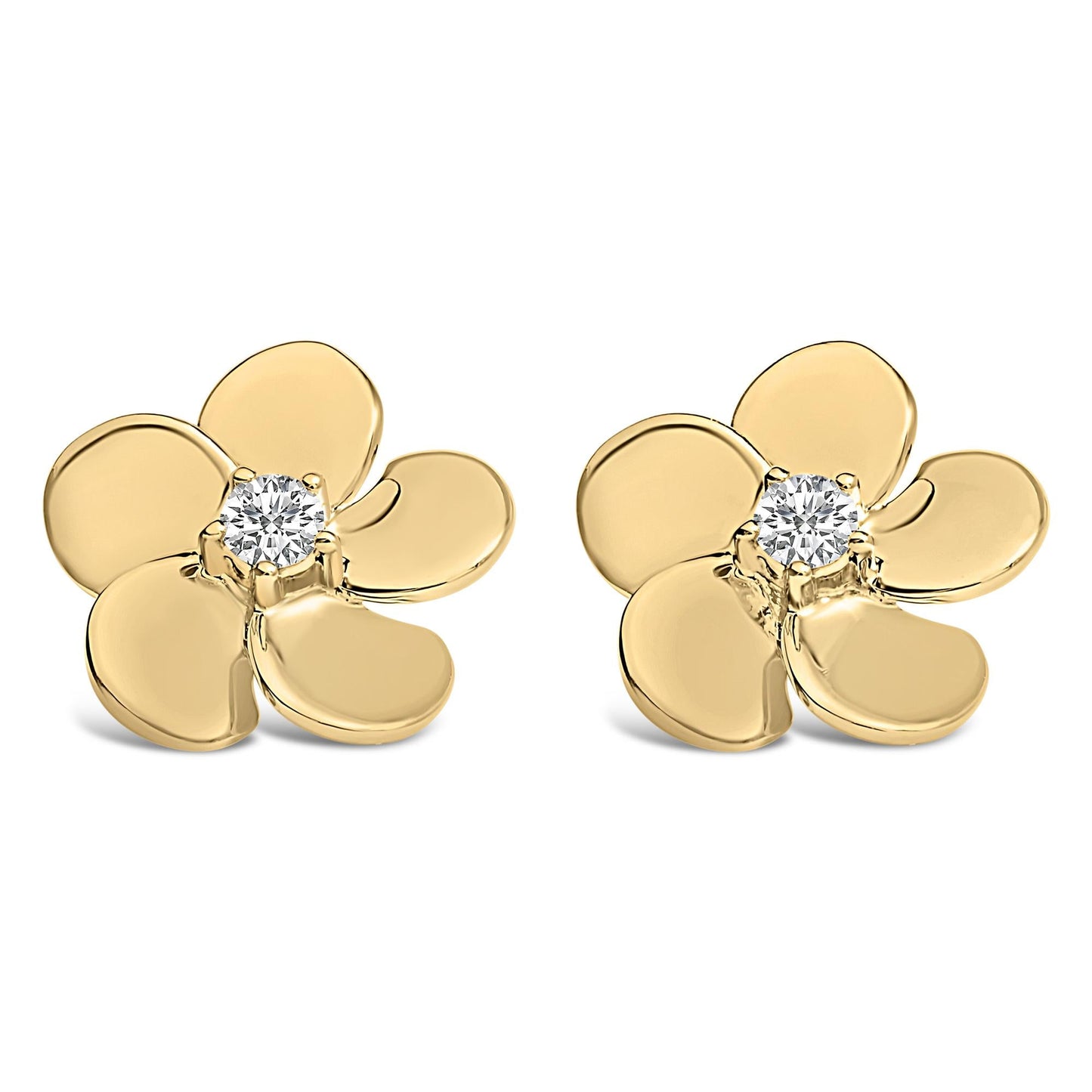 10K Gold 1/3 Cttw Lab Grown Diamond Flower Petal Stud Earrings-0