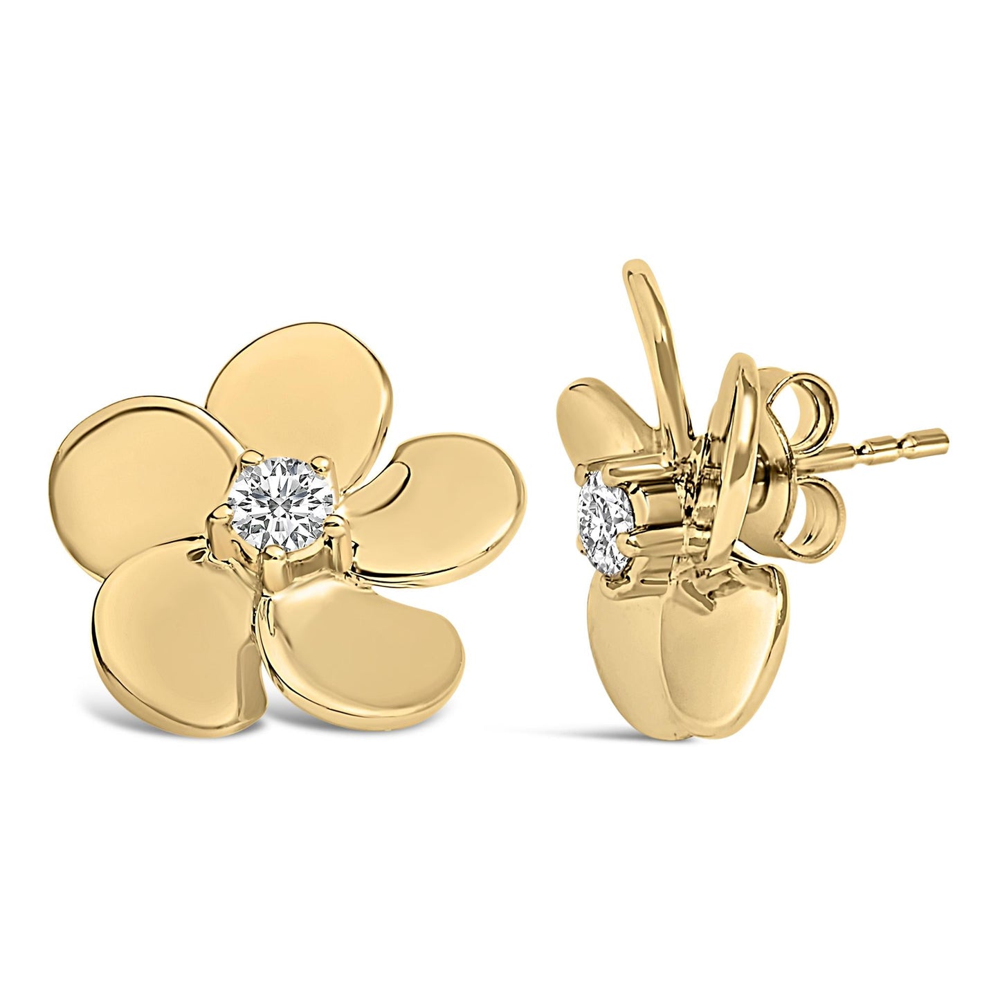 10K Gold 1/3 Cttw Lab Grown Diamond Flower Petal Stud Earrings-2
