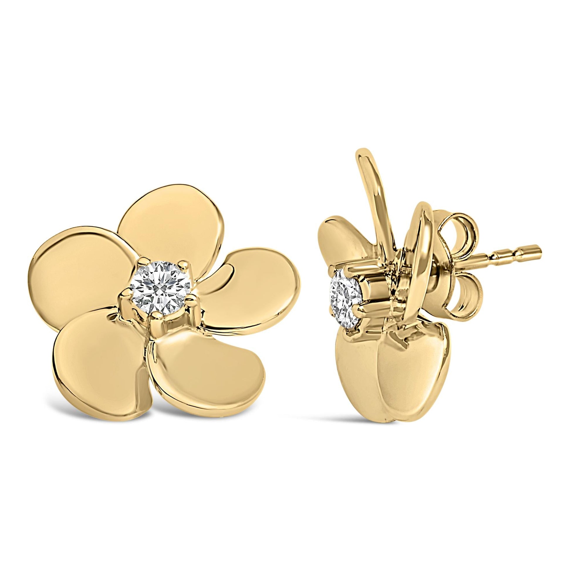 10K Gold 1/3 Cttw Lab Grown Diamond Flower Petal Stud Earrings-2