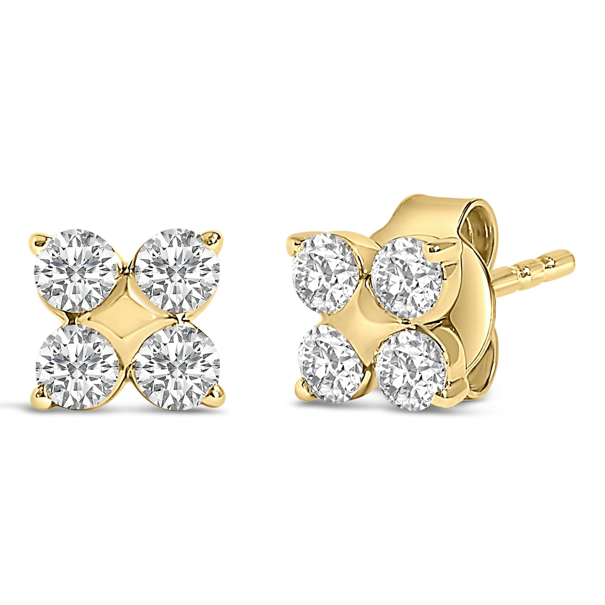10K Gold 1/2 Cttw Lab Grown Diamond Snowflake Stud Earrings-2