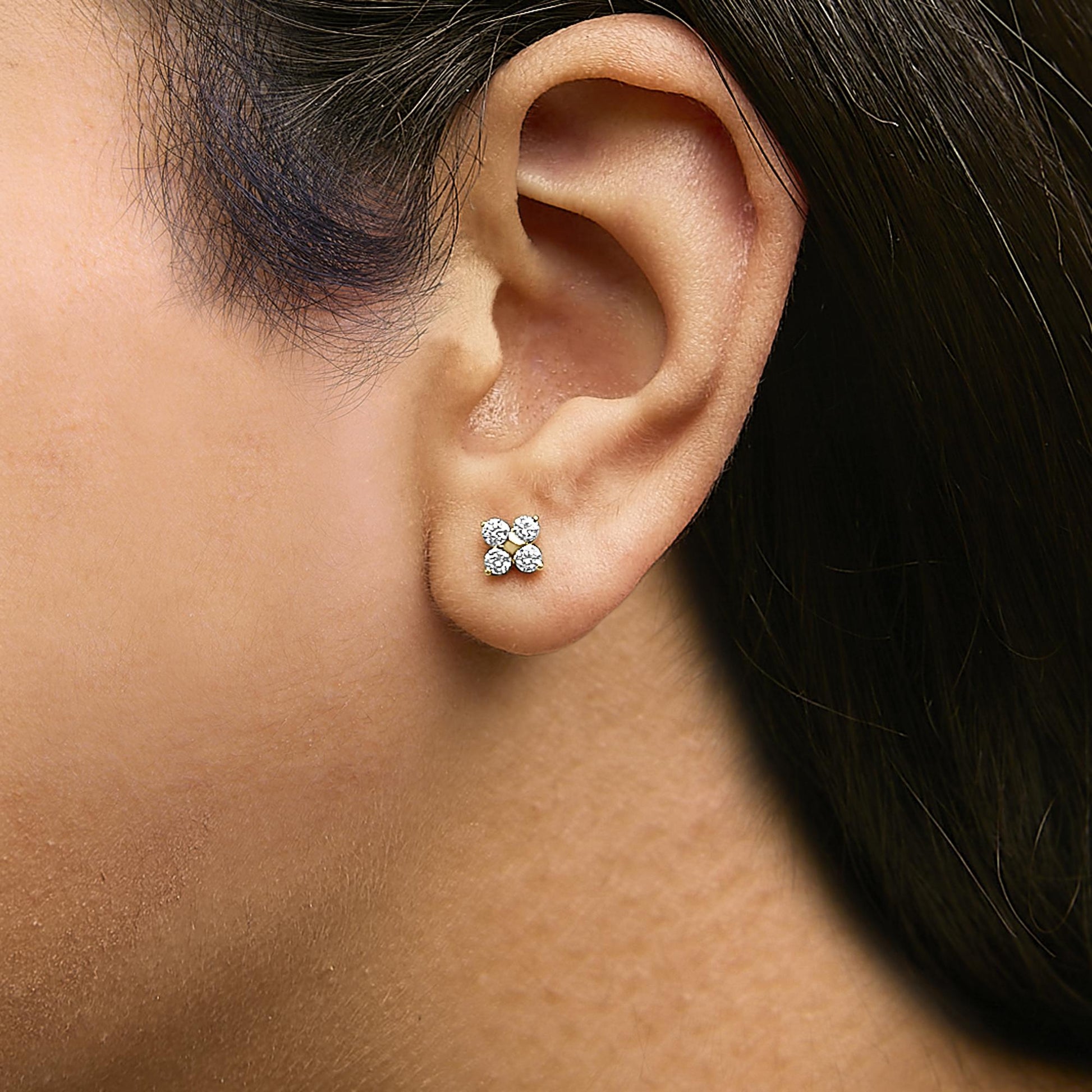 10K Gold 1/2 Cttw Lab Grown Diamond Snowflake Stud Earrings-4