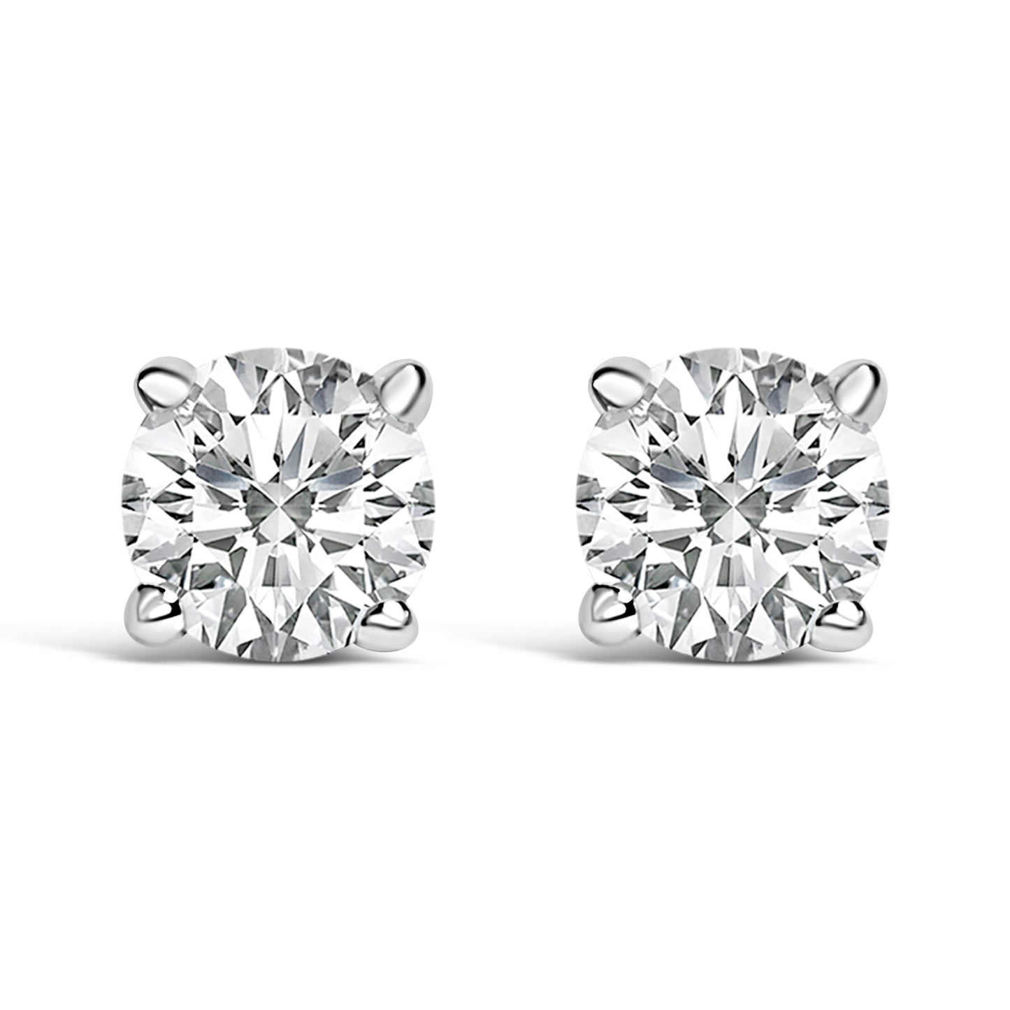 14K White Gold 1/2 Cttw Lab Grown Diamond Solitaire Stud Earrings