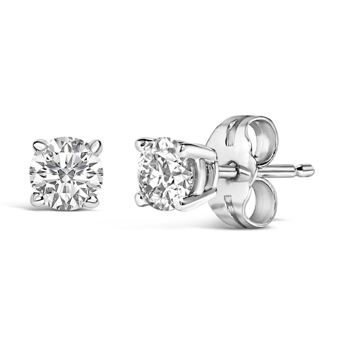 14K Gold 1/2 Cttw Lab Grown Diamond Solitaire Stud Earrings-3