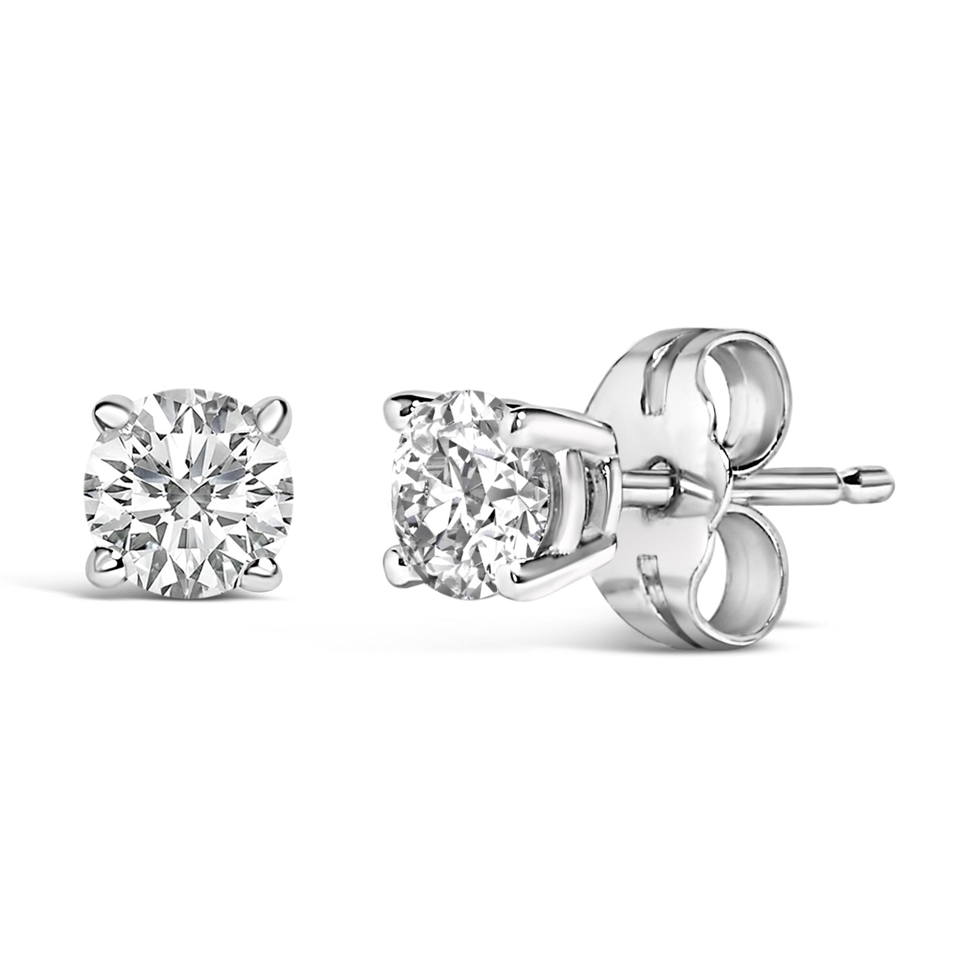 14K Gold 1/2 Cttw Lab Grown Diamond Solitaire Stud Earrings-3