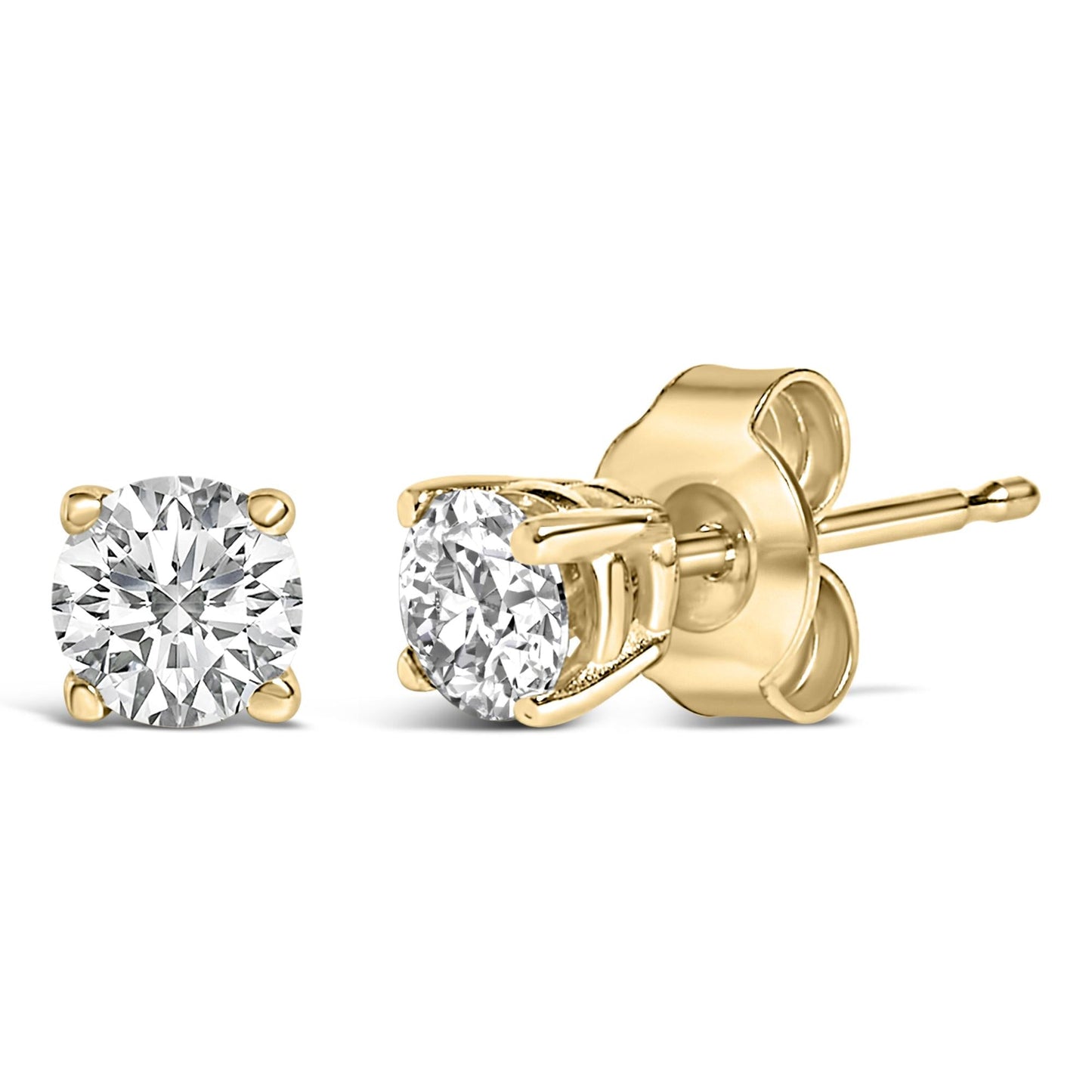 14K Gold 1/2 Cttw Lab Grown Diamond Solitaire Stud Earrings-2