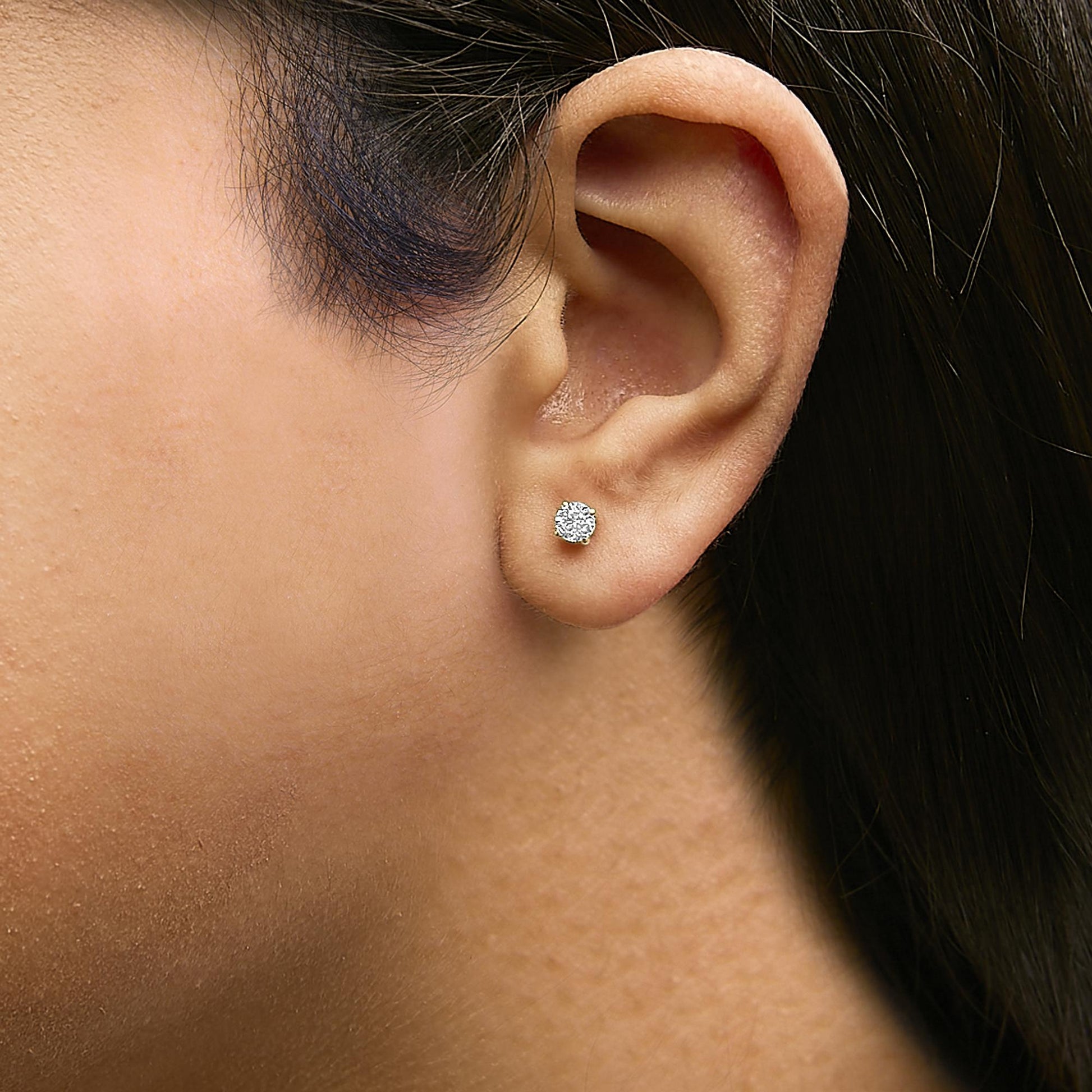 14K Gold 1/2 Cttw Lab Grown Diamond Solitaire Stud Earrings-4