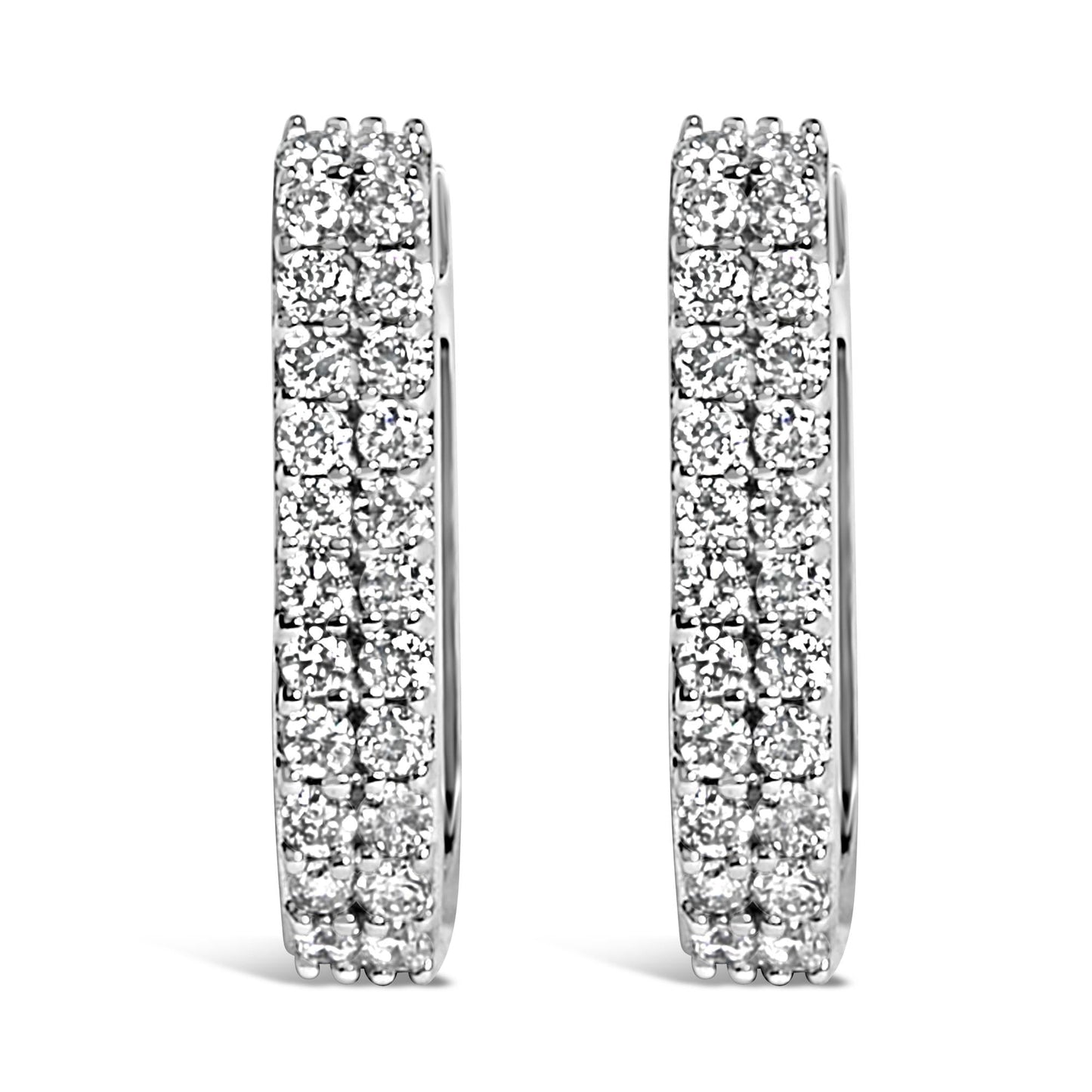 10K Yellow Gold 1/4 Cttw Lab Grown Diamond Double Row Huggie Hoop Earrings-1