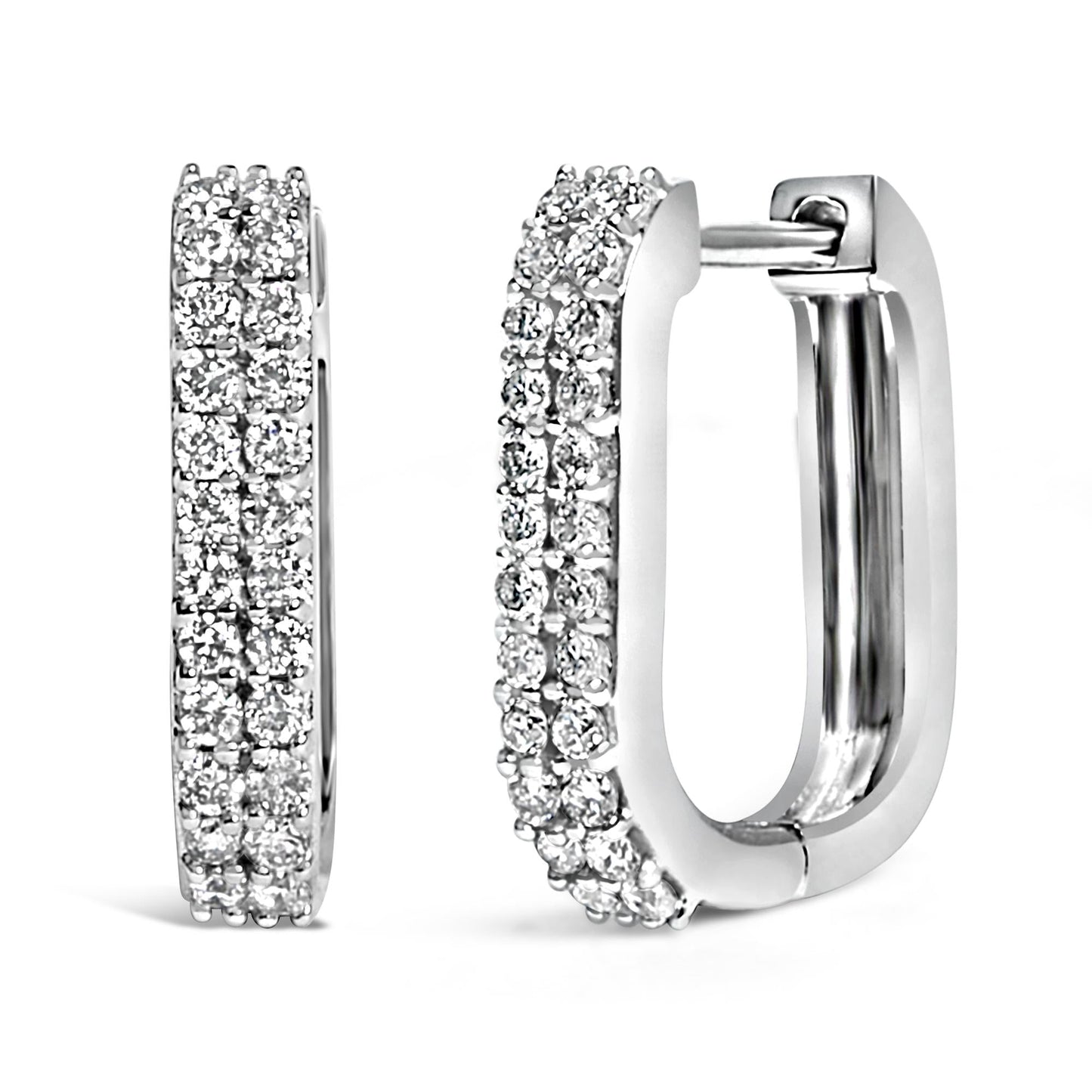 10K Yellow Gold 1/4 Cttw Lab Grown Diamond Double Row Huggie Hoop Earrings-3