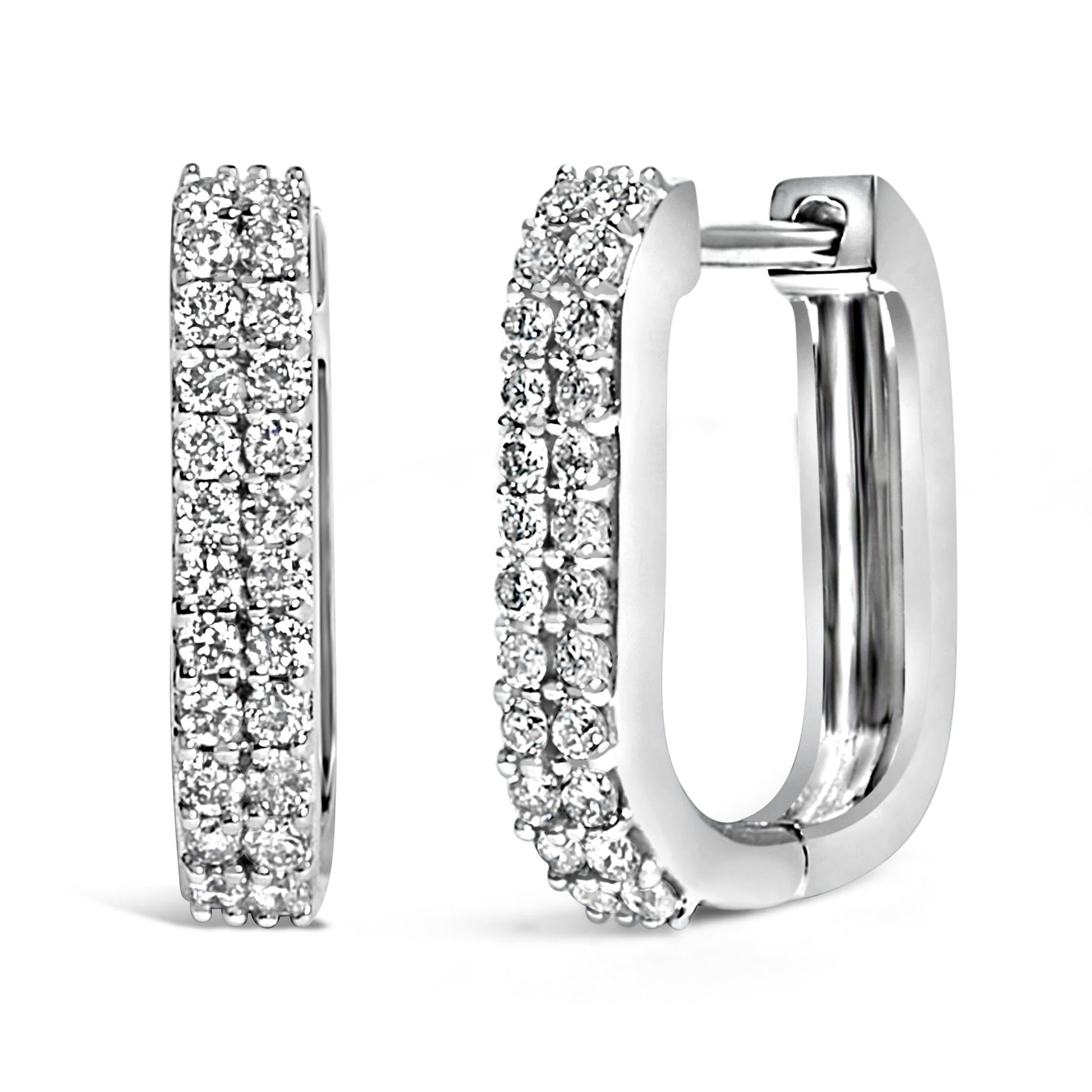 10K Yellow Gold 1/4 Cttw Lab Grown Diamond Double Row Huggie Hoop Earrings-3