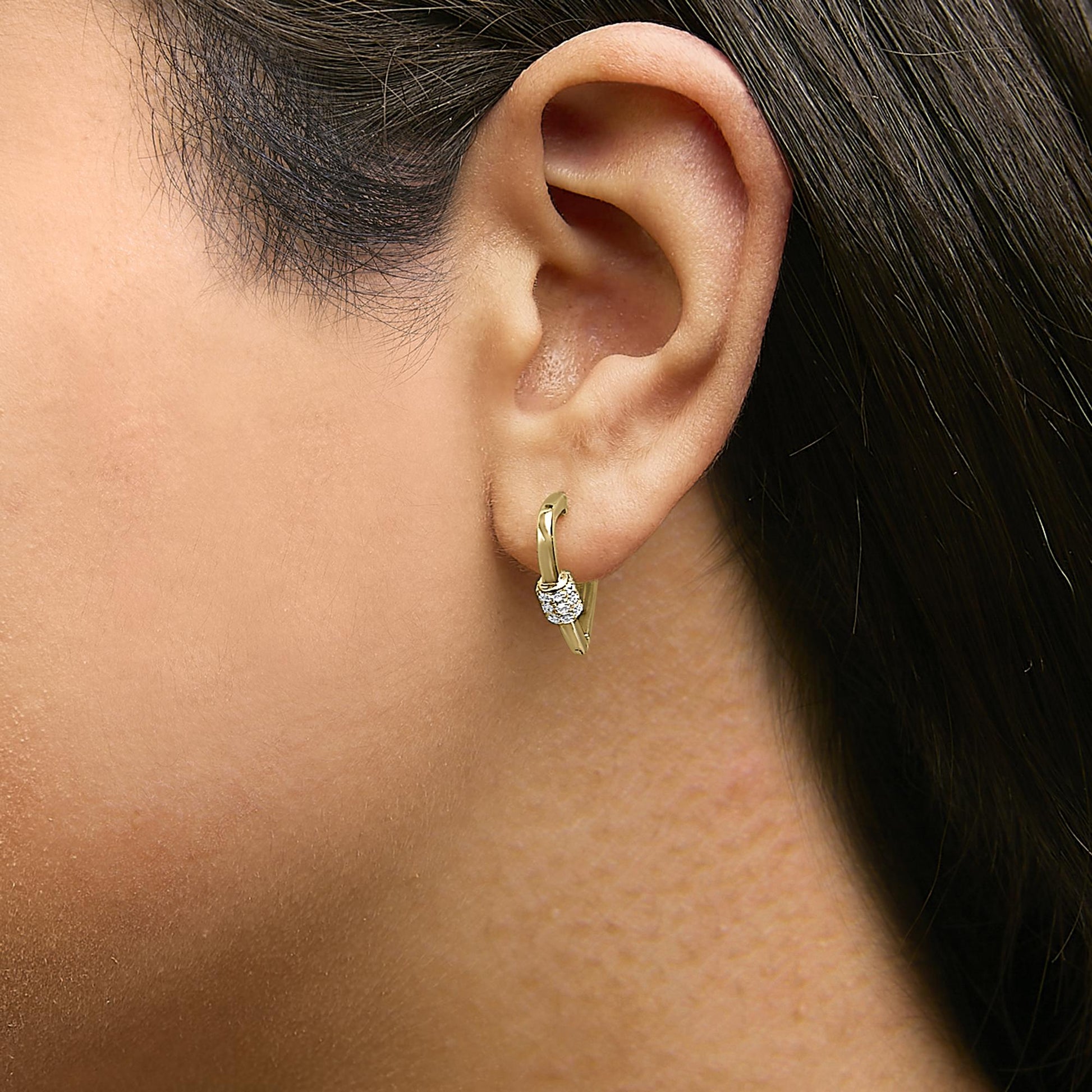 10K Gold 3/8 Cttw Lab Grown Diamond Heart Shaped Huggie Hoop Earrings-4