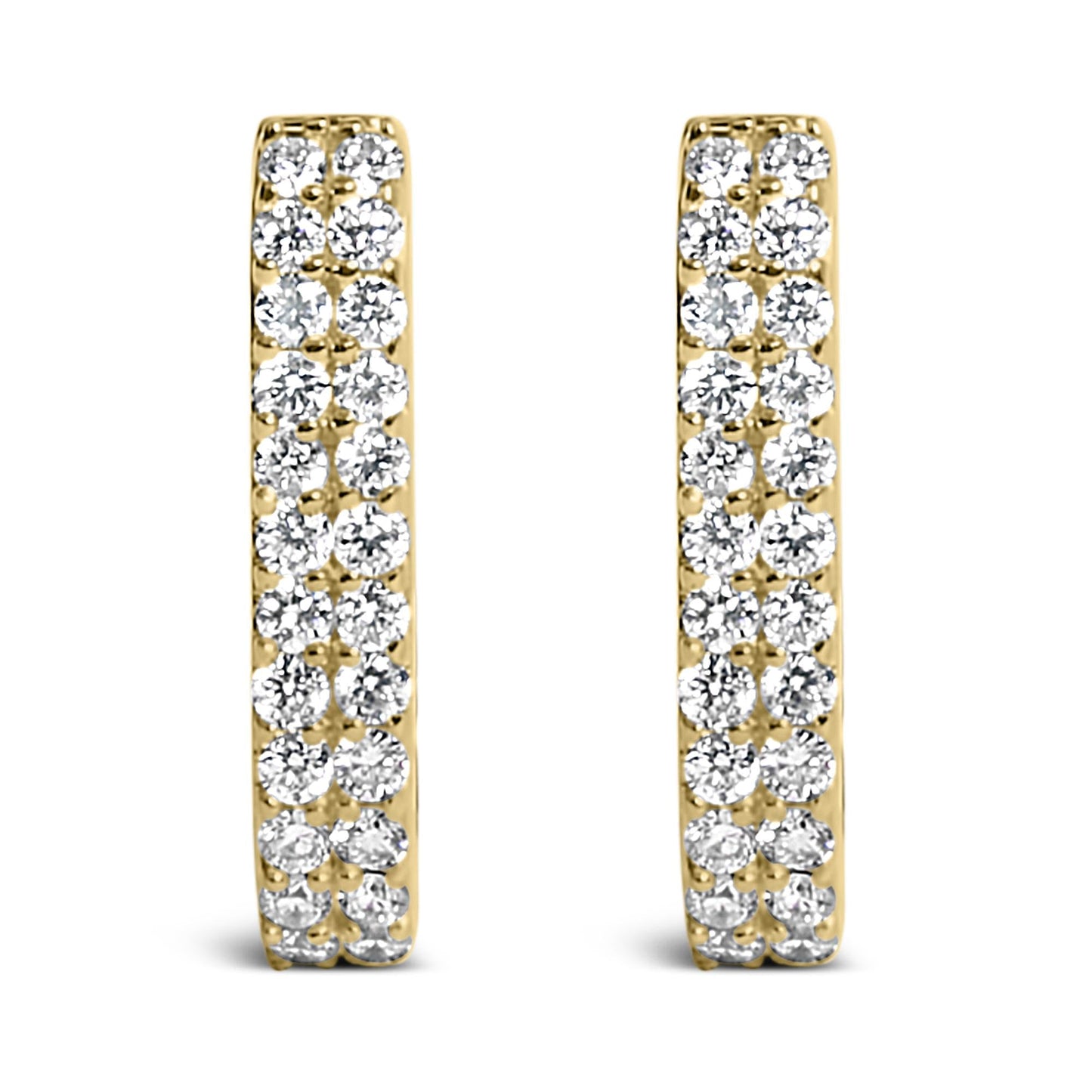 10K Yellow Gold 1/4 Cttw Lab Grown Diamond Double Row Huggie Hoop Earrings-0