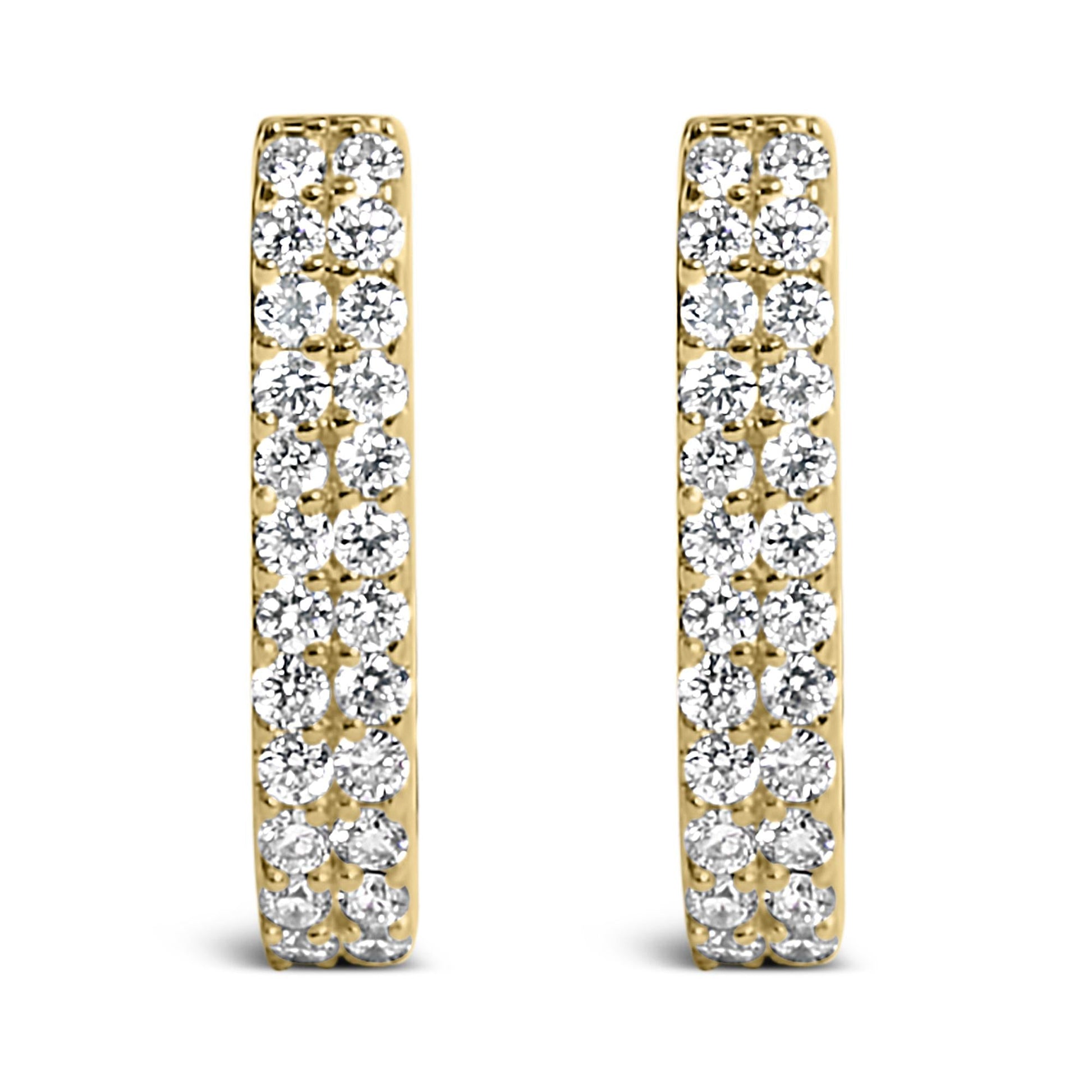 10K Yellow Gold 1/4 Cttw Lab Grown Diamond Double Row Huggie Hoop Earrings-0