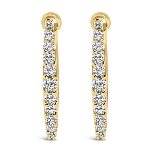10K Gold 1/4 Cttw Lab Grown Diamond Heart Shaped Huggy Hoop Earrings-0