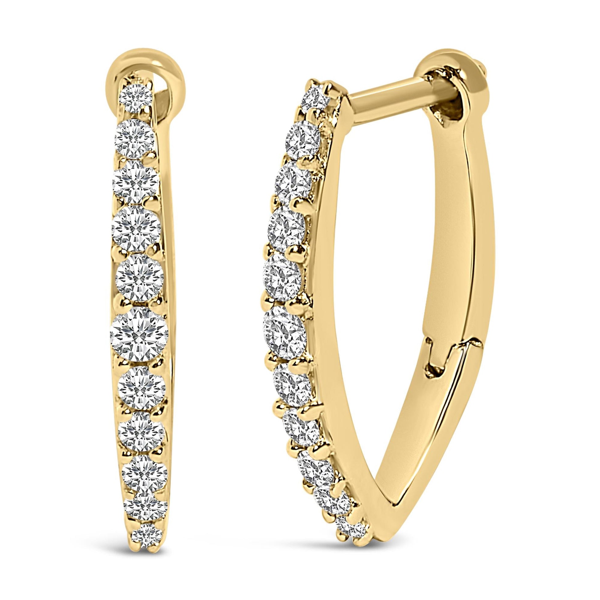 10K Gold 1/4 Cttw Lab Grown Diamond Heart Shaped Huggy Hoop Earrings-2
