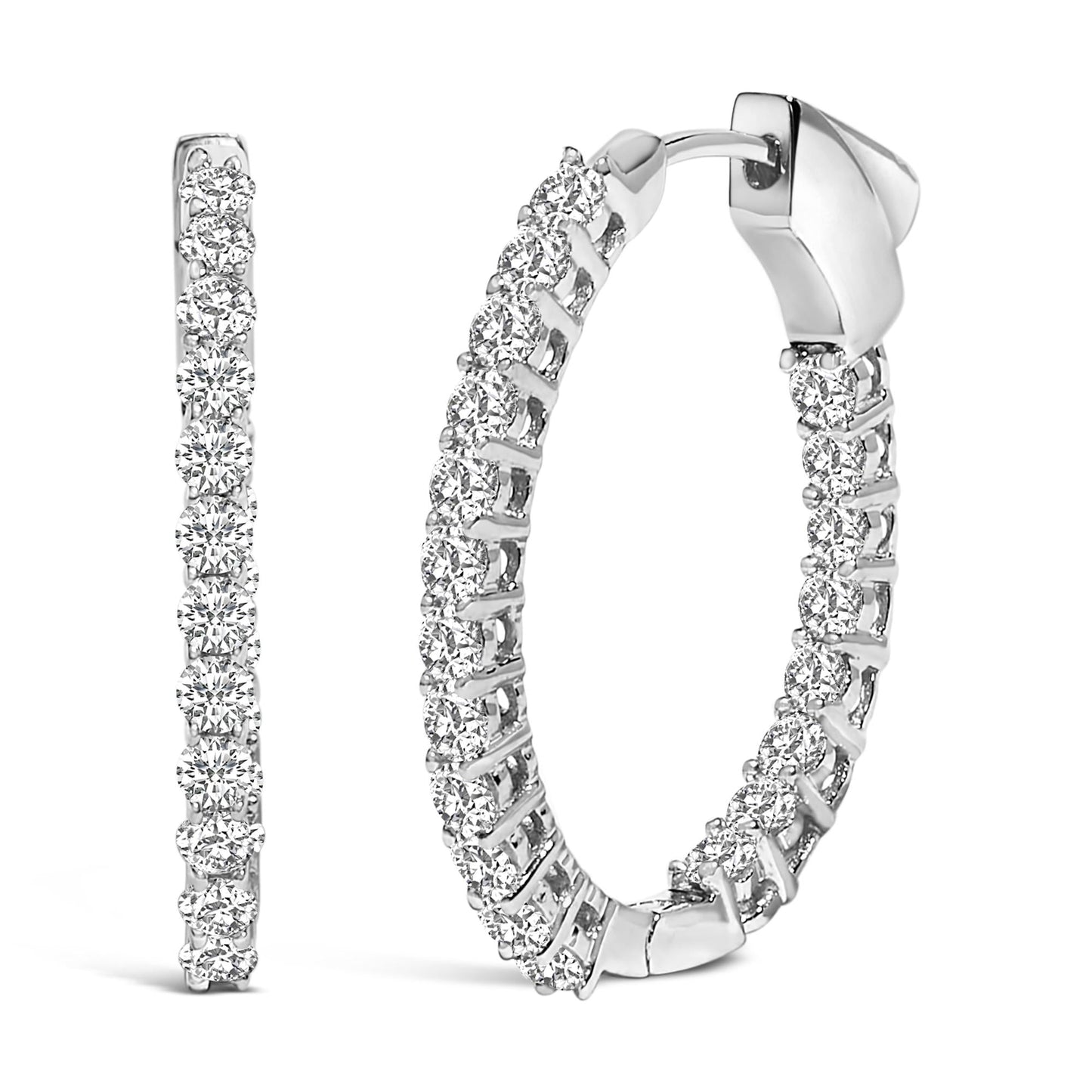 14K Gold 1.0 Cttw Oval Lab Grown Diamond Hoop Earrings-3