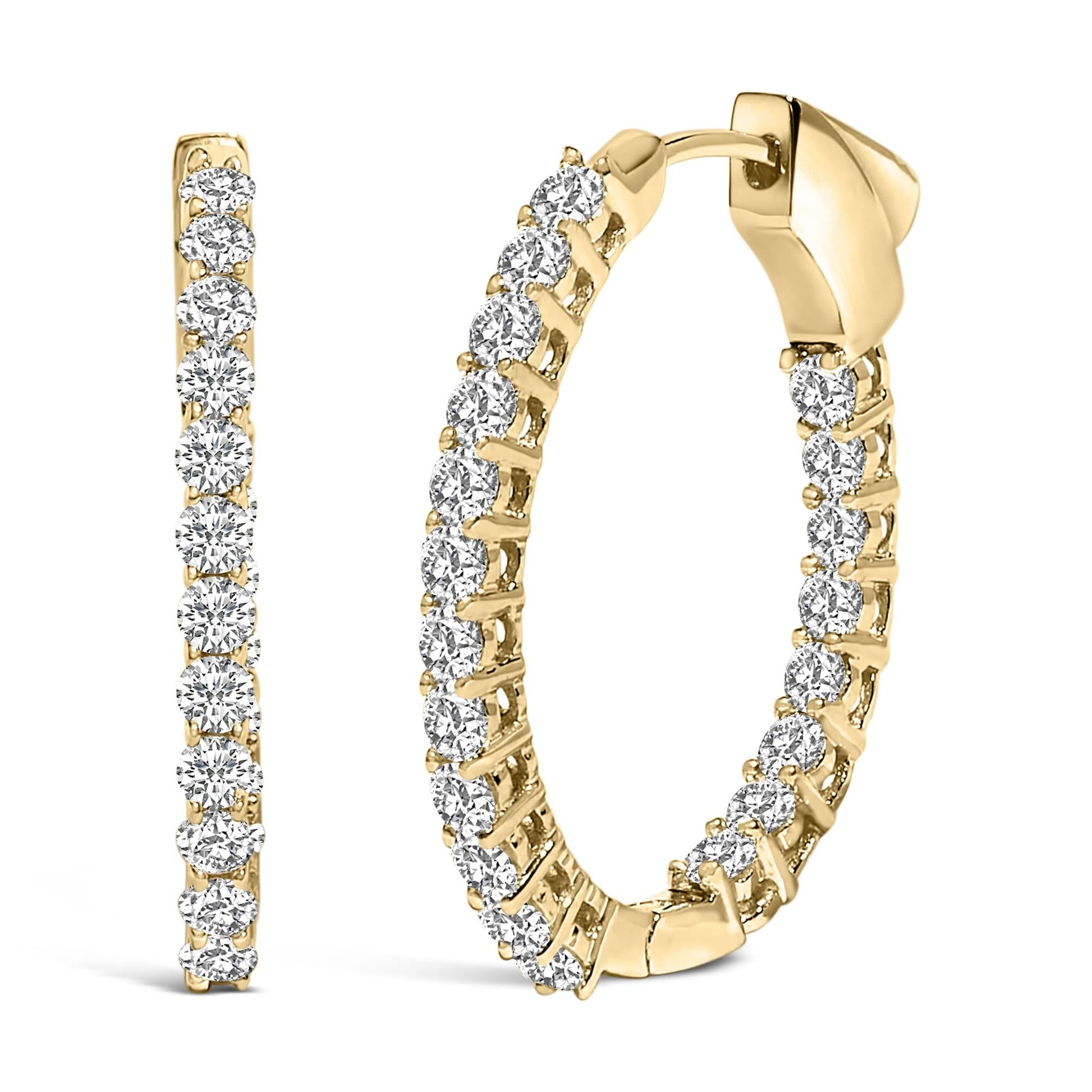 14K Gold 1.0 Cttw Oval Lab Grown Diamond Hoop Earrings-2