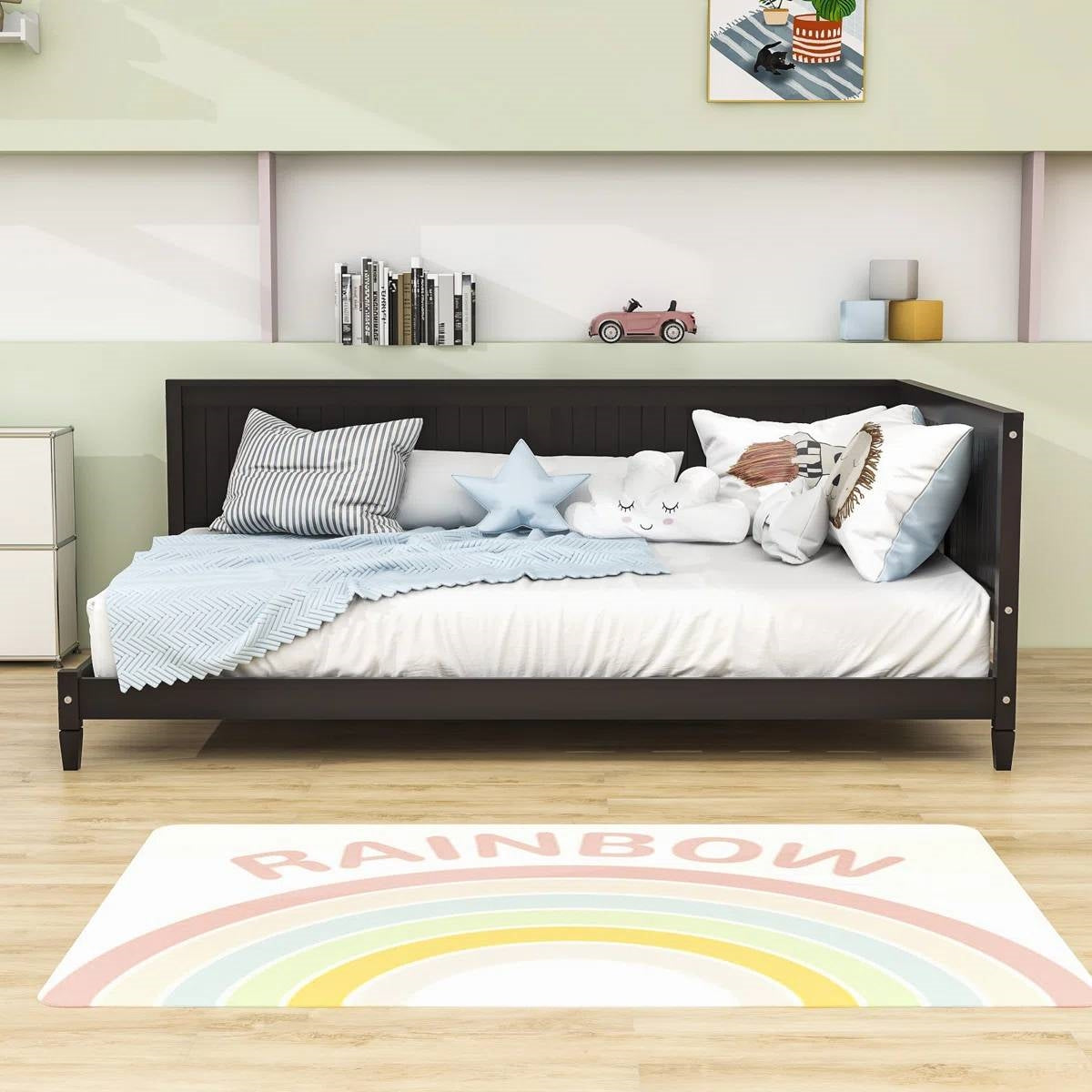 Full size Modern Daybed in Espresso Brown Wood Finish-0