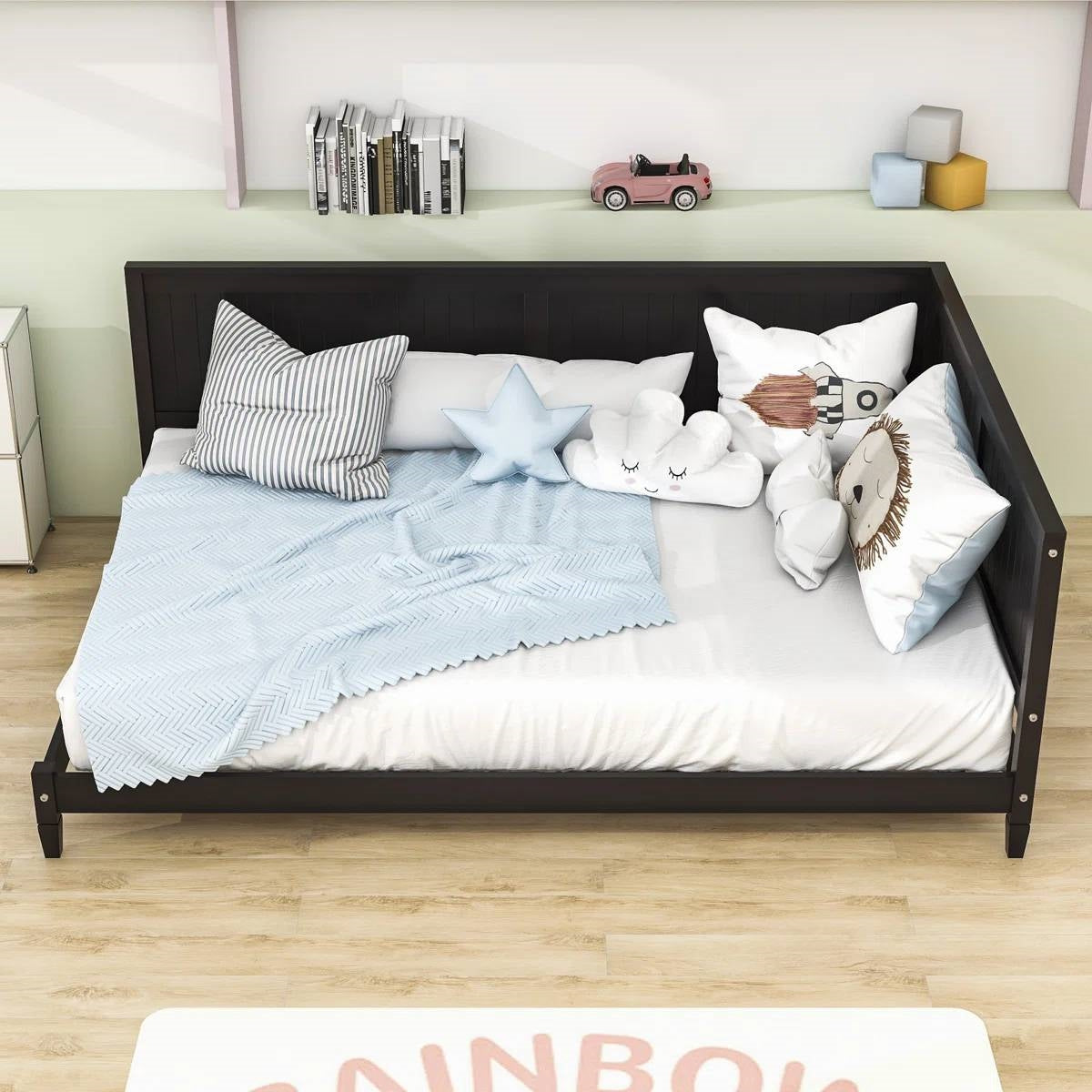 Full size Modern Daybed in Espresso Brown Wood Finish-2