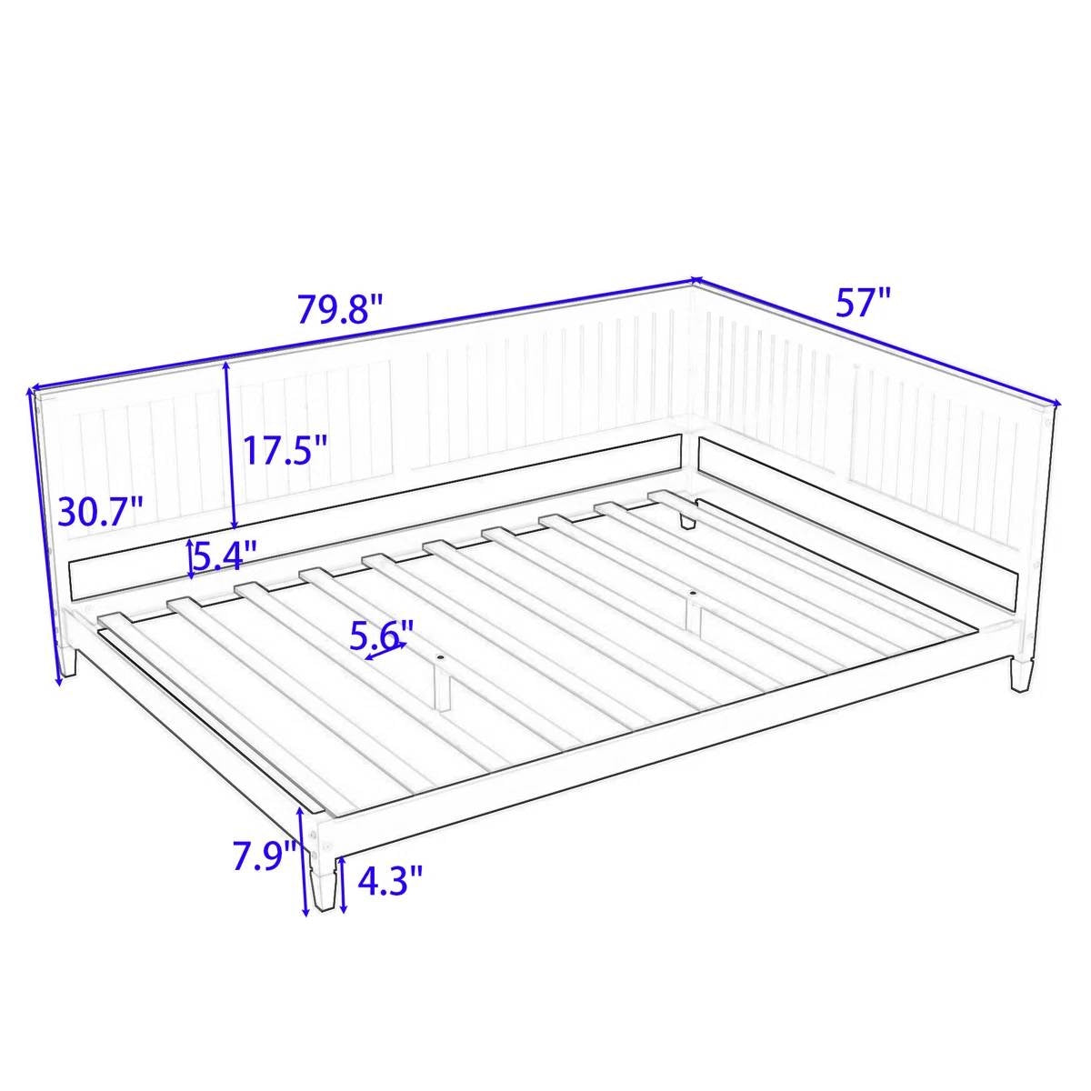 Full size Modern Daybed in Espresso Brown Wood Finish-4