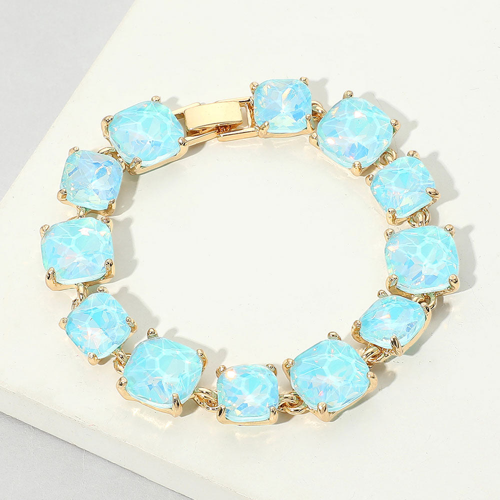 Cushion Square Stone Link Evening Bracelet