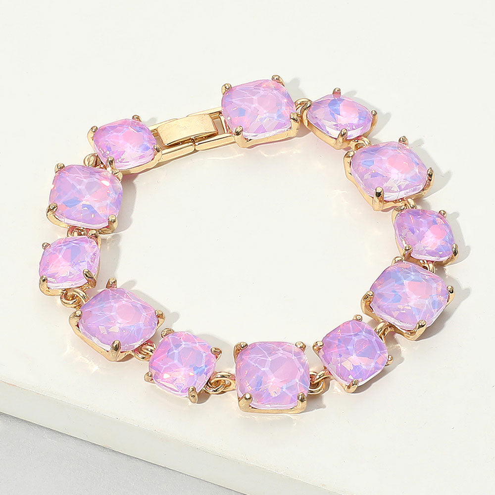 Cushion Square Stone Link Evening Bracelet