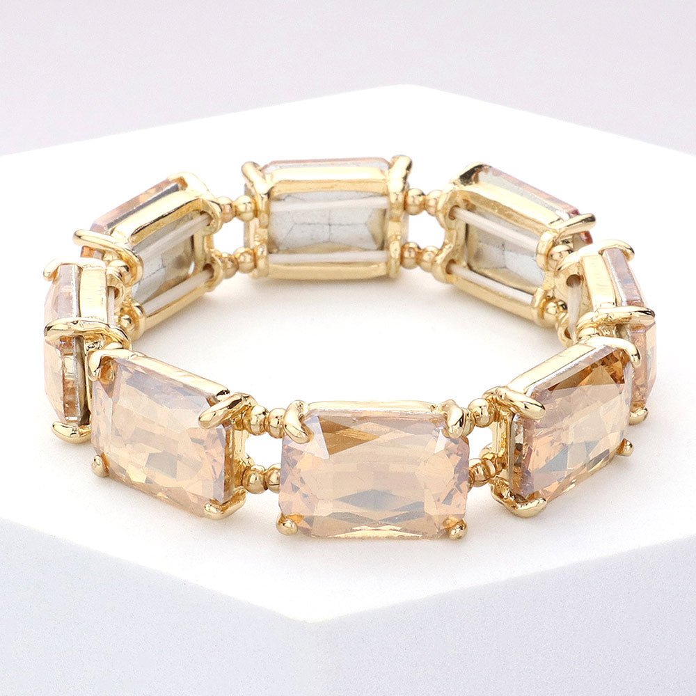 Emerald Cut Stone Stretch Evening Bracelet