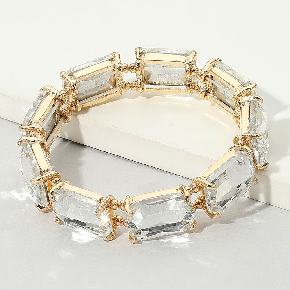Emerald Cut Stone Stretch Evening Bracelet