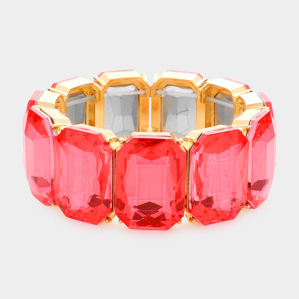 Emerald Cut Stone Stretch Evening Bracelet